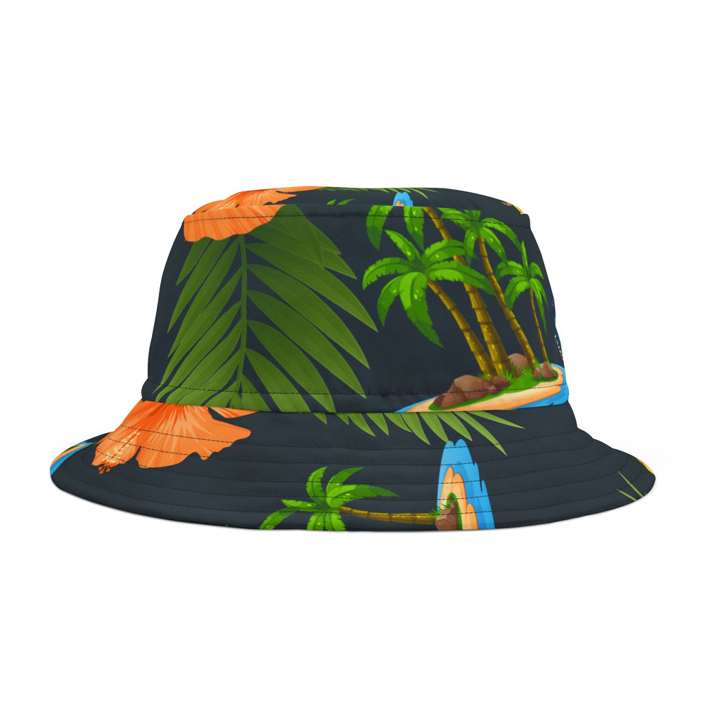 Anchor & Horizon Blue Tropical Nautical Bucket Hat – By Christian Surf Wear | Vibrant AOP Floral Vacation Hat, Beachwear & Travel Accessory