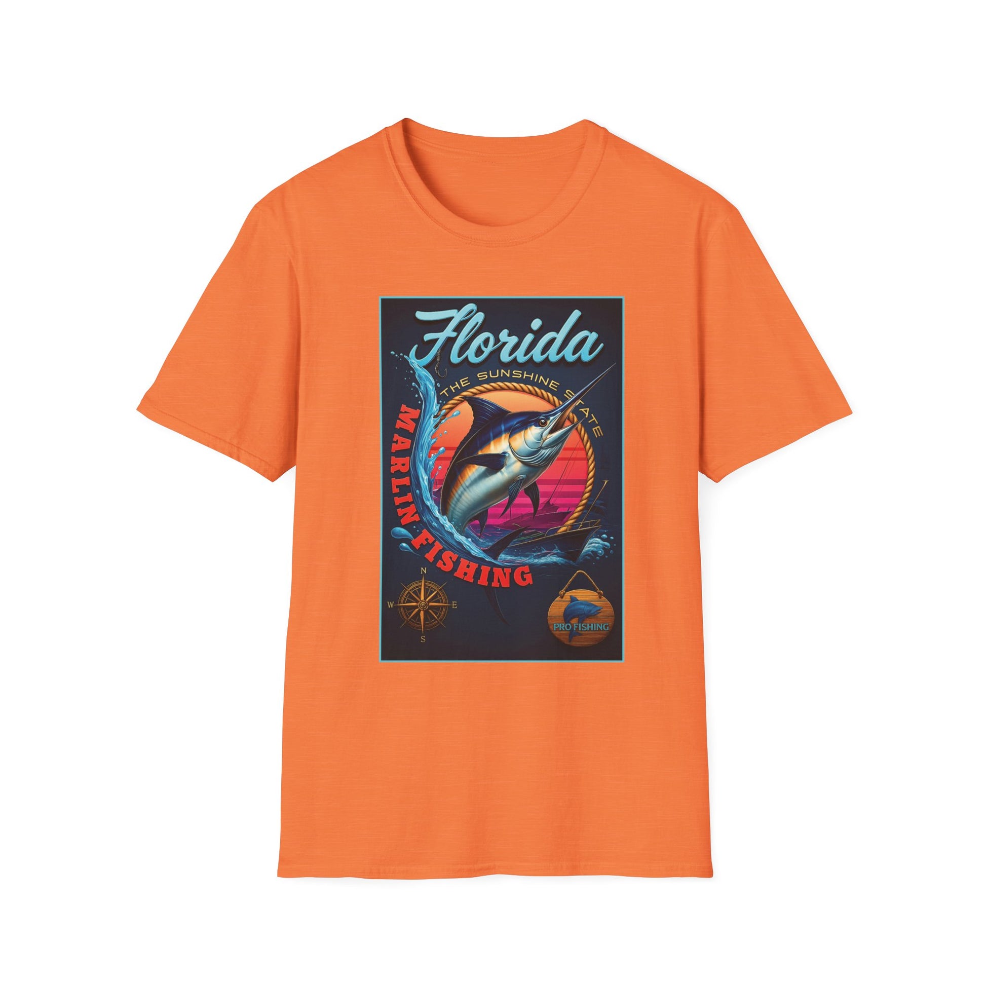 Marlin Graphic Dominion Deep - Unisex Softstyle T-Shirt Florida Marlin Fishing Tee Surfwear | Christian Ocean Apparel, Bold Pursuit Prophetic Vision Divine