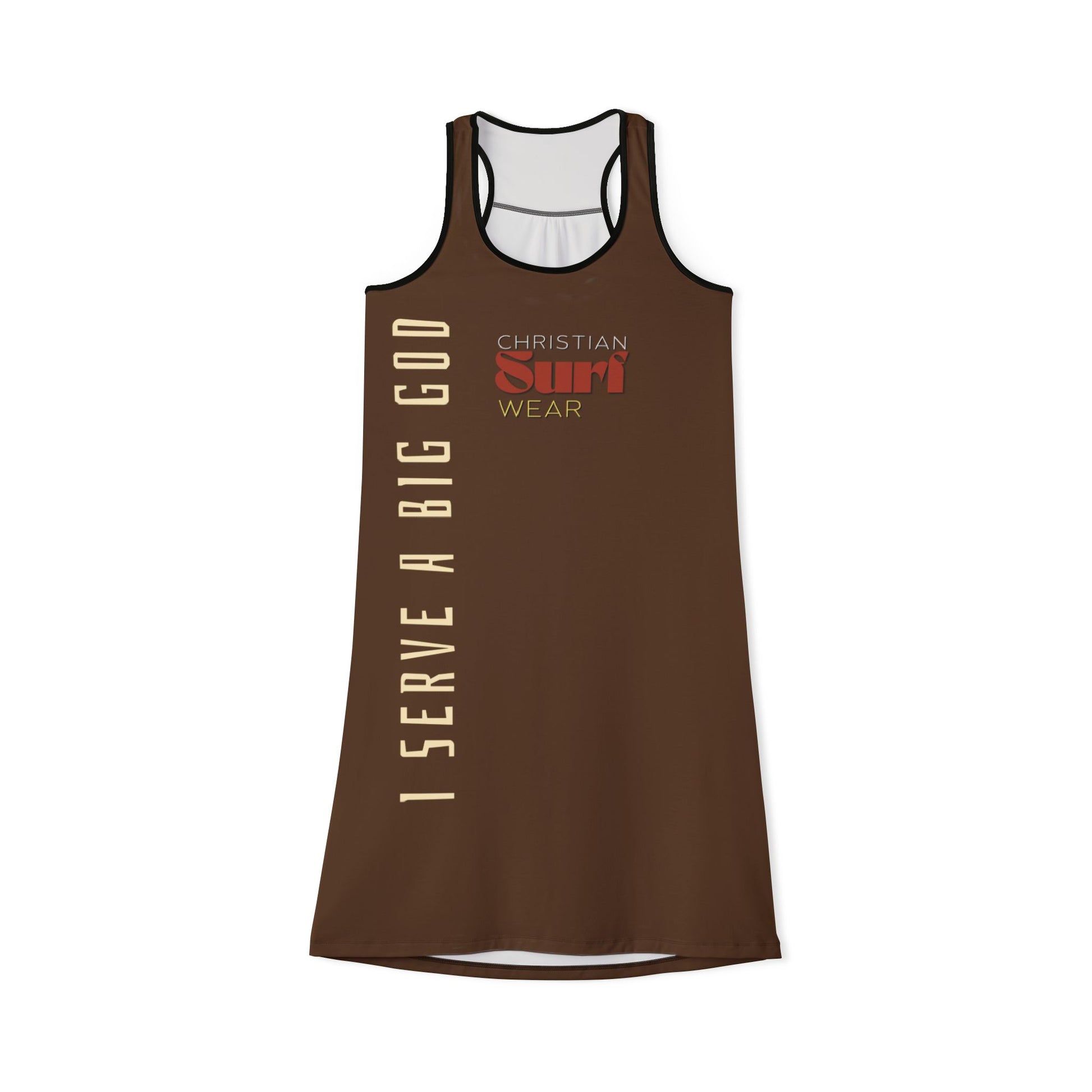 Surf Wear Typography Racerback Dress I Serve a Big God collection