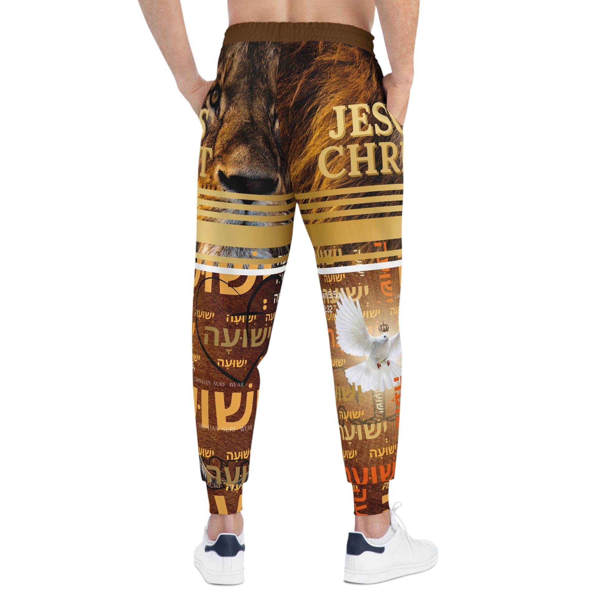 Christian Lion Joggers — "Jesus Christ" Dove & Scripture Athletic Pants