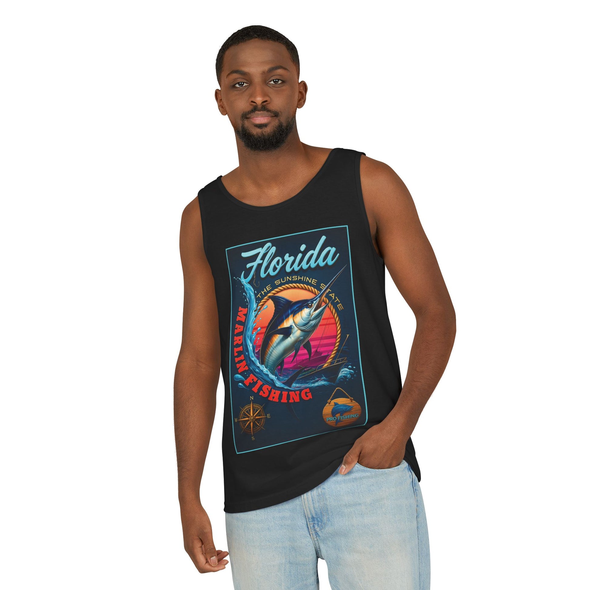 Surf wear  Vintage Florida Fishing Graphic Tank Top, Unisex Summer Top, Beachwear, Surfing Apparel, Vacation Outfit, Gift for Fishermen