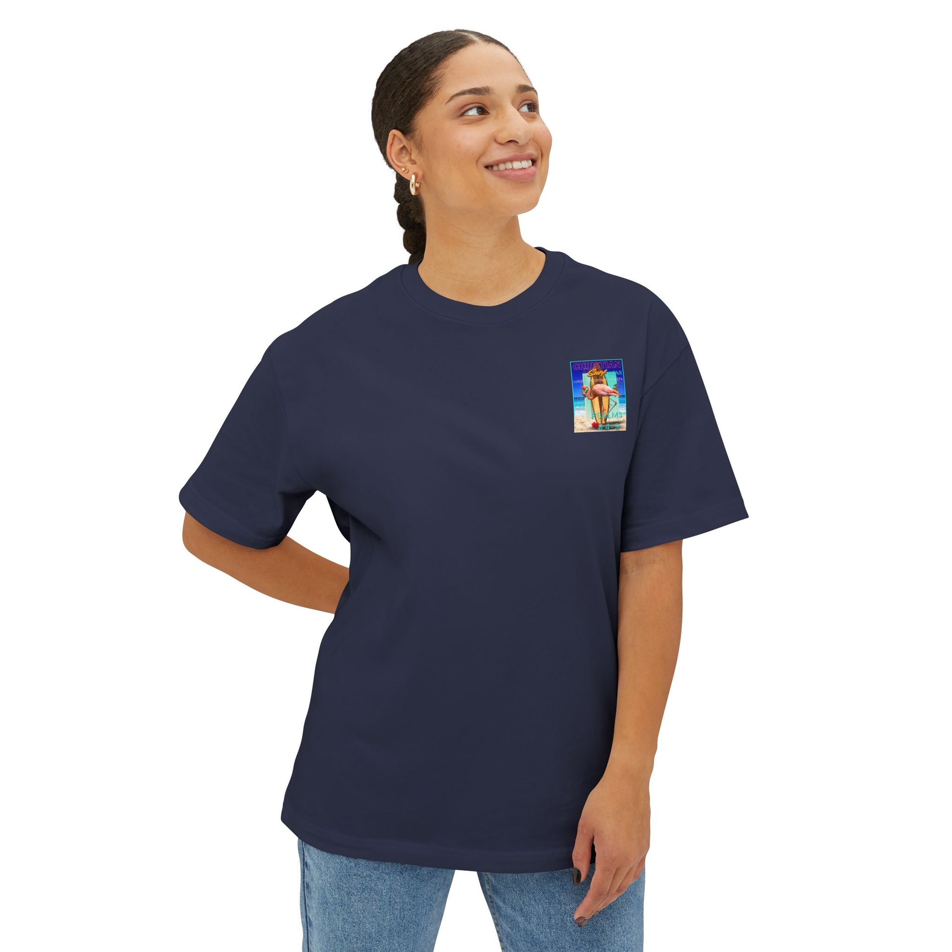Christian Surf Wear Retro Vibrant-Inspired Unisex Oversized Boxy Tee, Beach Vibes, Faith Apparel, Summer Wear, Casual Christian Fashion