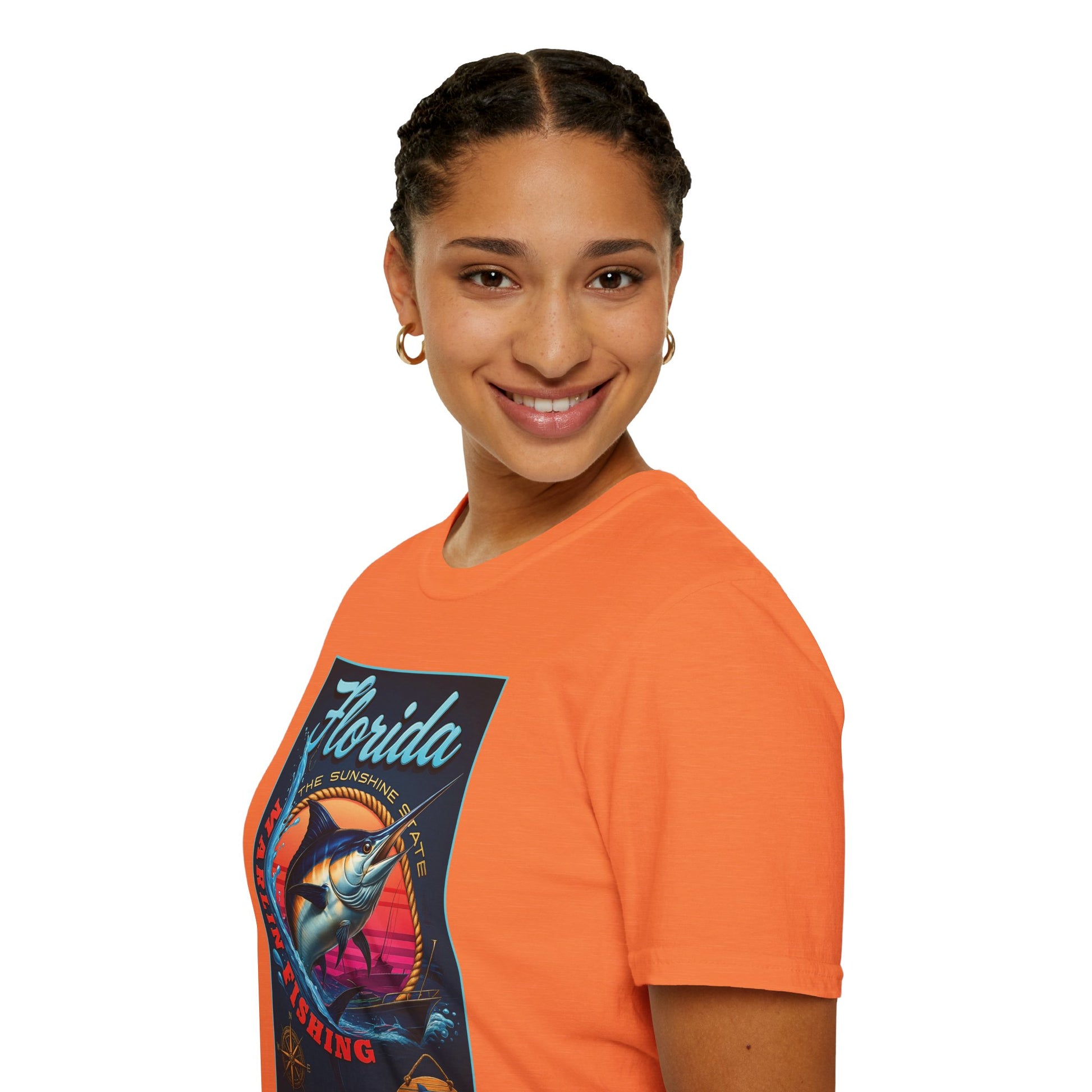 Marlin Graphic Dominion Deep - Unisex Softstyle T-Shirt Florida Marlin Fishing Tee Surfwear | Christian Ocean Apparel, Bold Pursuit Prophetic Vision Divine
