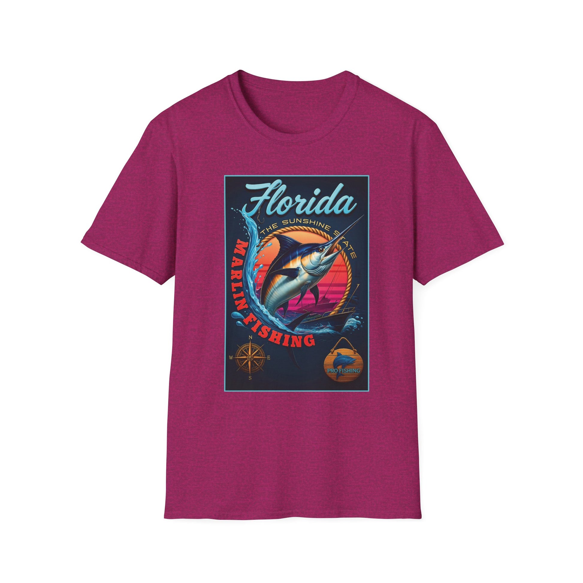 Marlin Graphic Dominion Deep - Unisex Softstyle T-Shirt Florida Marlin Fishing Tee Surfwear | Christian Ocean Apparel, Bold Pursuit Prophetic Vision Divine