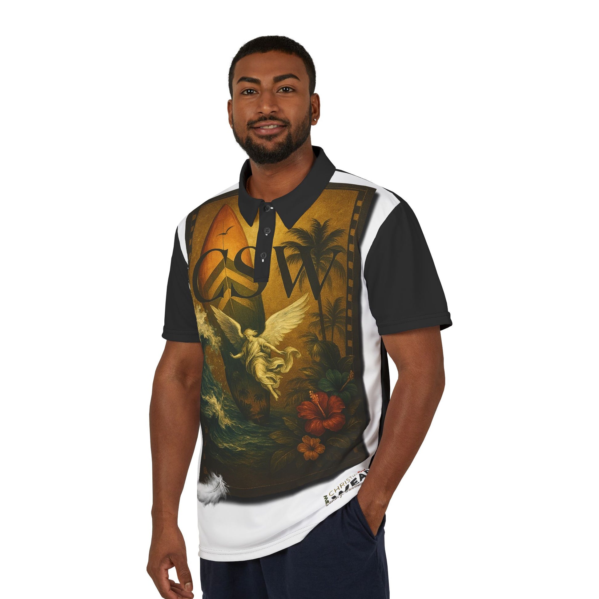 Vibrant Artistic Unisex Polo Shirt, Casual Wear, Beach Vibes, Summer Fashion, Unique Graphic Tee, Coastal Style