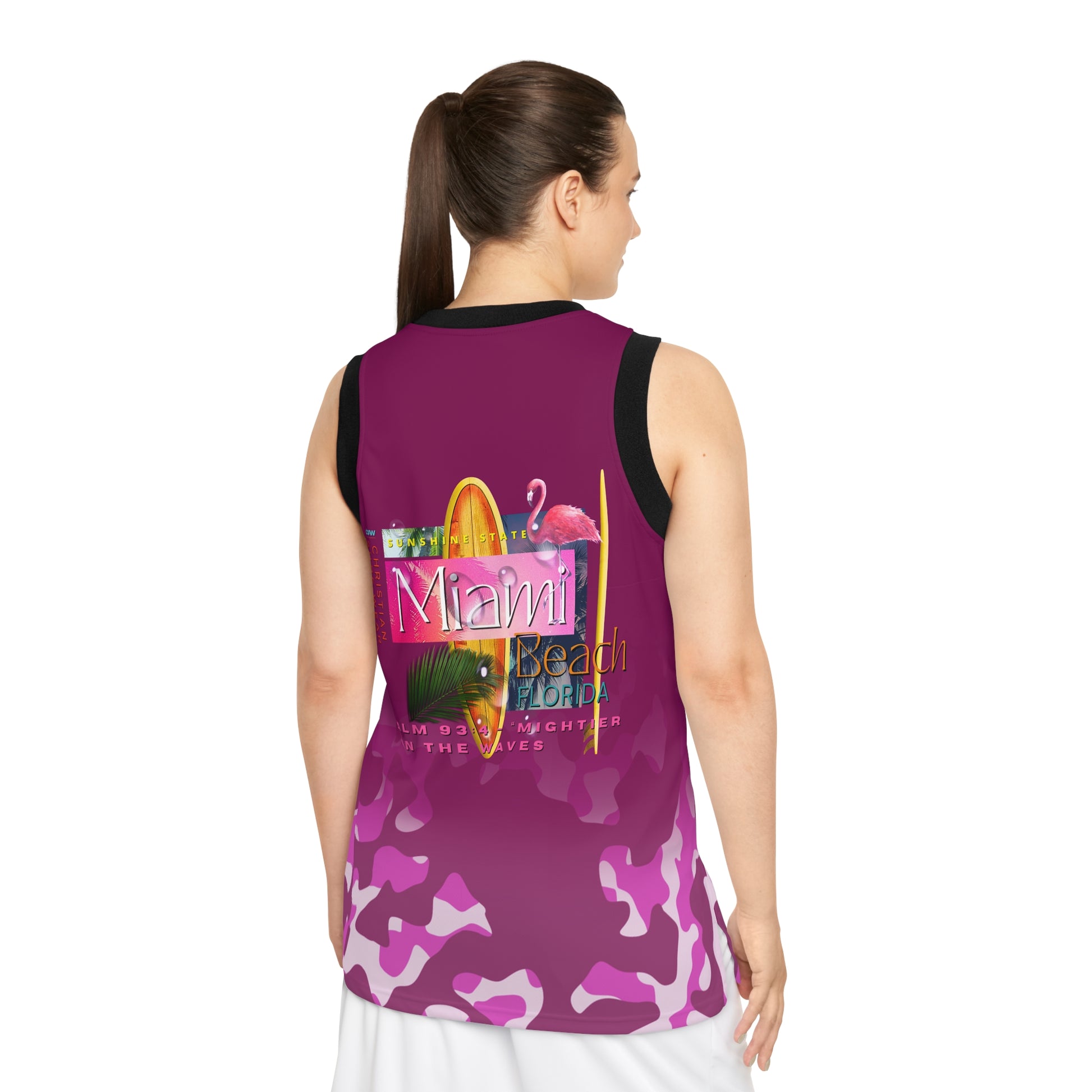 Christian Surf Wear Unisex Basketball Jersey - Vibrant Miami Beach Design, Great for Sports, Summer Wear, Beach Parties, Gifts, Workout Gear