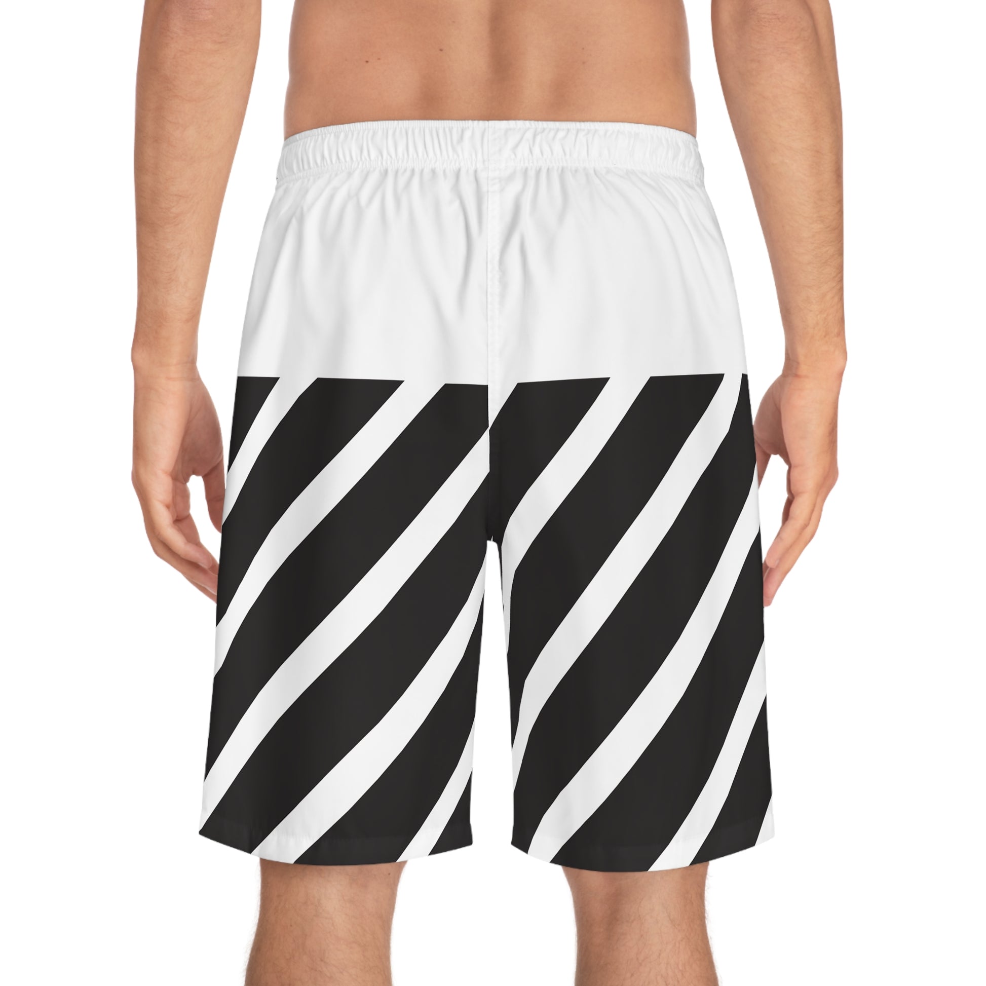 Christian Surf Wear Typography CSW Stylish Men's Board Shorts with Striped Design, Summer Swimwear, Beachwear, Casual Shorts, Vacation Essentials
