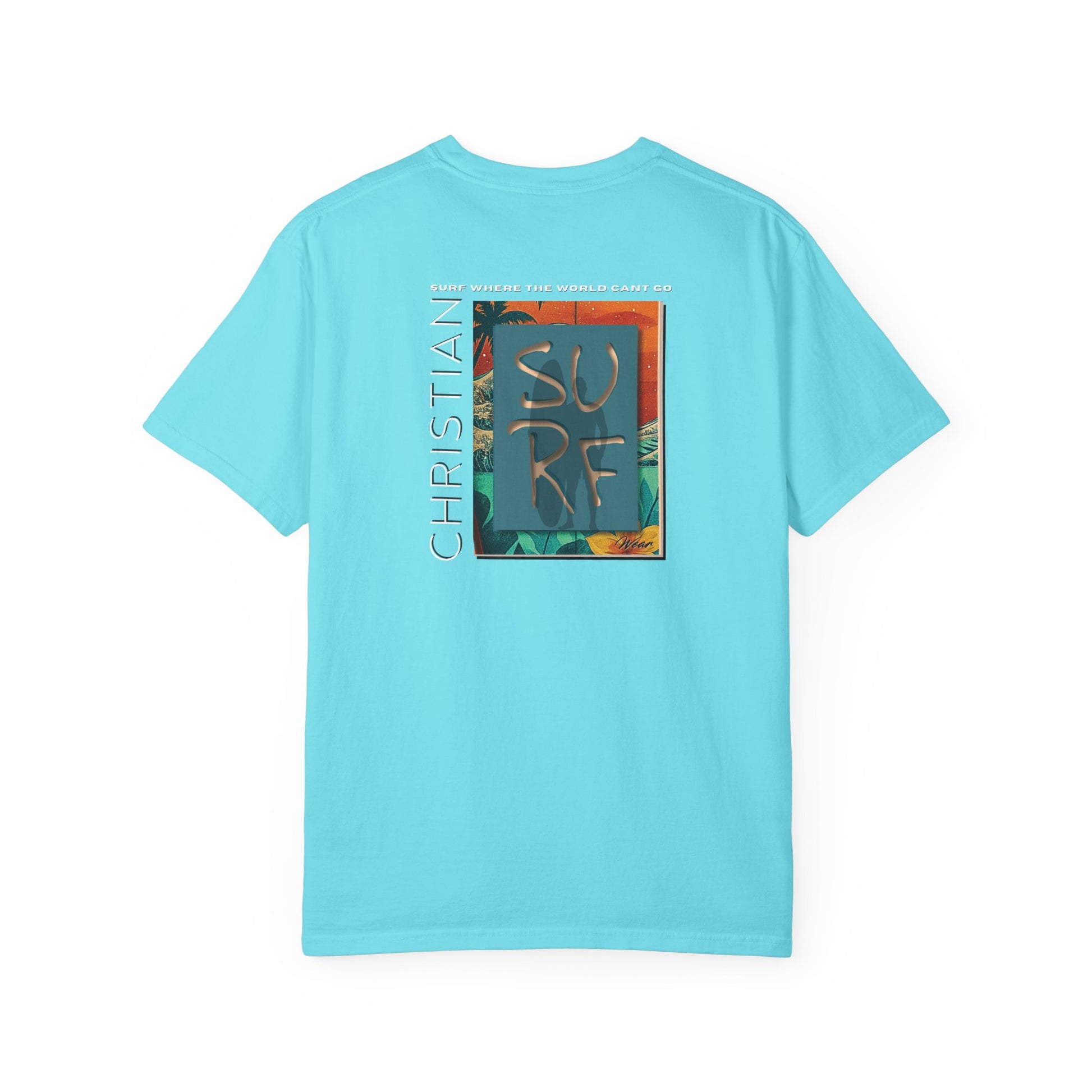 Christian Surf Wear Vibrant Surfing T-Shirt, Stylish Beachwear, Unisex Graphic Tee, Summer Outfit, Gift for Surfers, Casual Wear, Colorful Apparel