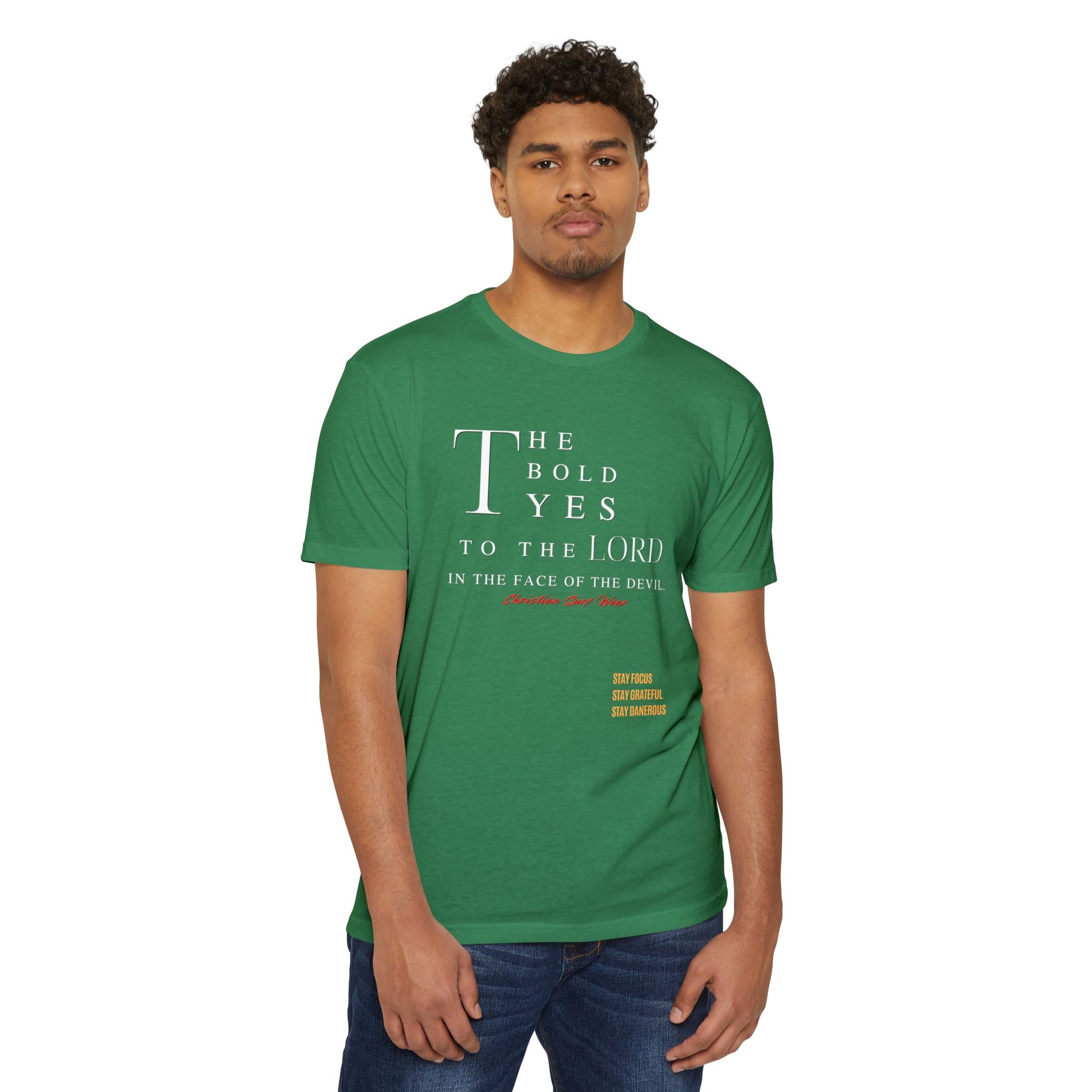 “The Bold Yes to the Lord” Christian Surf Wear  T-Shirt, Faith Tee, Religious Apparel, Bold Yes to the Lord Shirt, Unisex Motivational Top