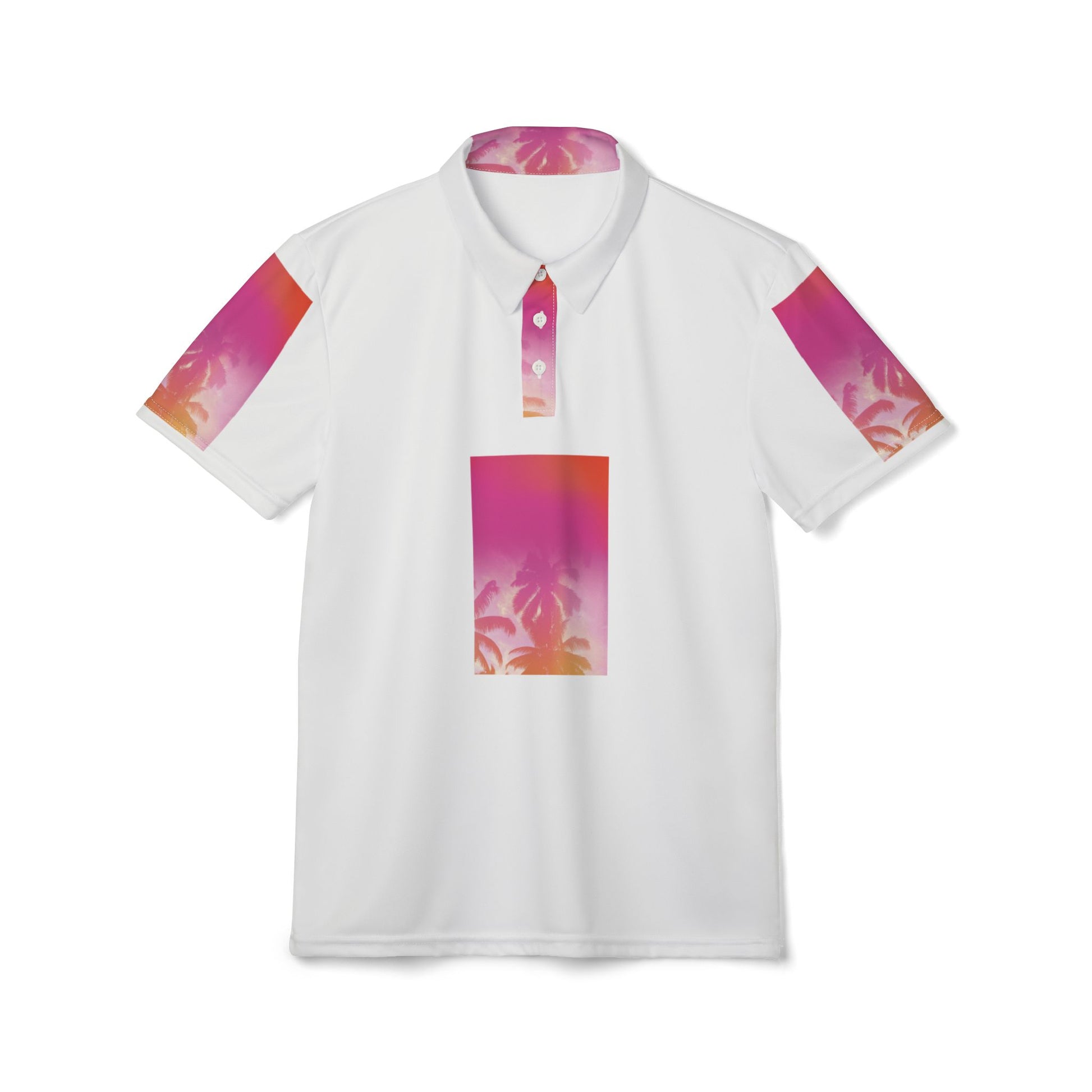 Vibrant Sunset Polo Shirt | Unisex AOP Tropical Shirt, Summer Fashion, Beachwear, Vacation Essentials, Gift for Him/Her