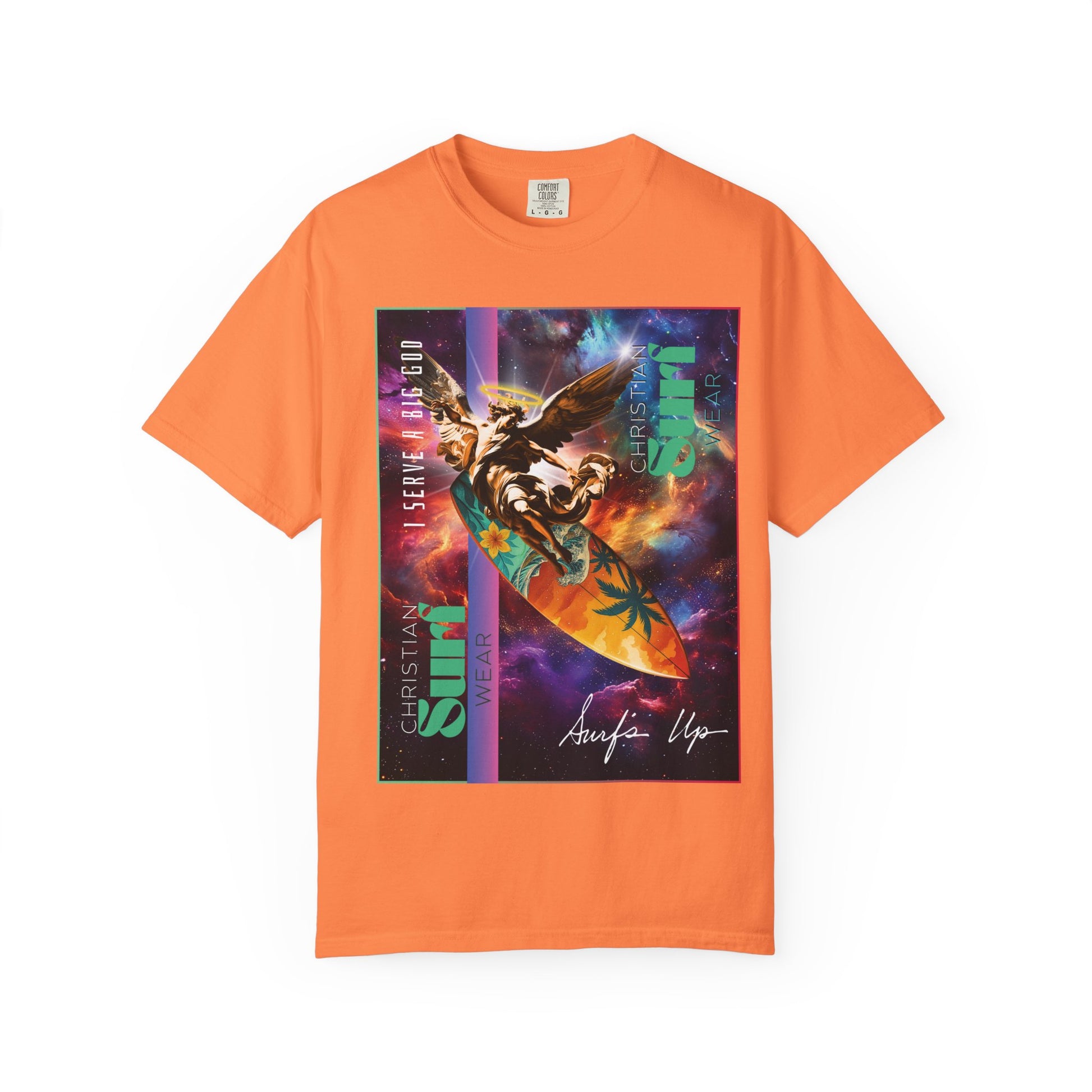Christian Surf Wear Vibrant Surfing T-Shirt, Stylish Beachwear, Unisex Graphic Tee, Summer Outfit, Gift for Surfers, Casual Wear, Colorful Apparel