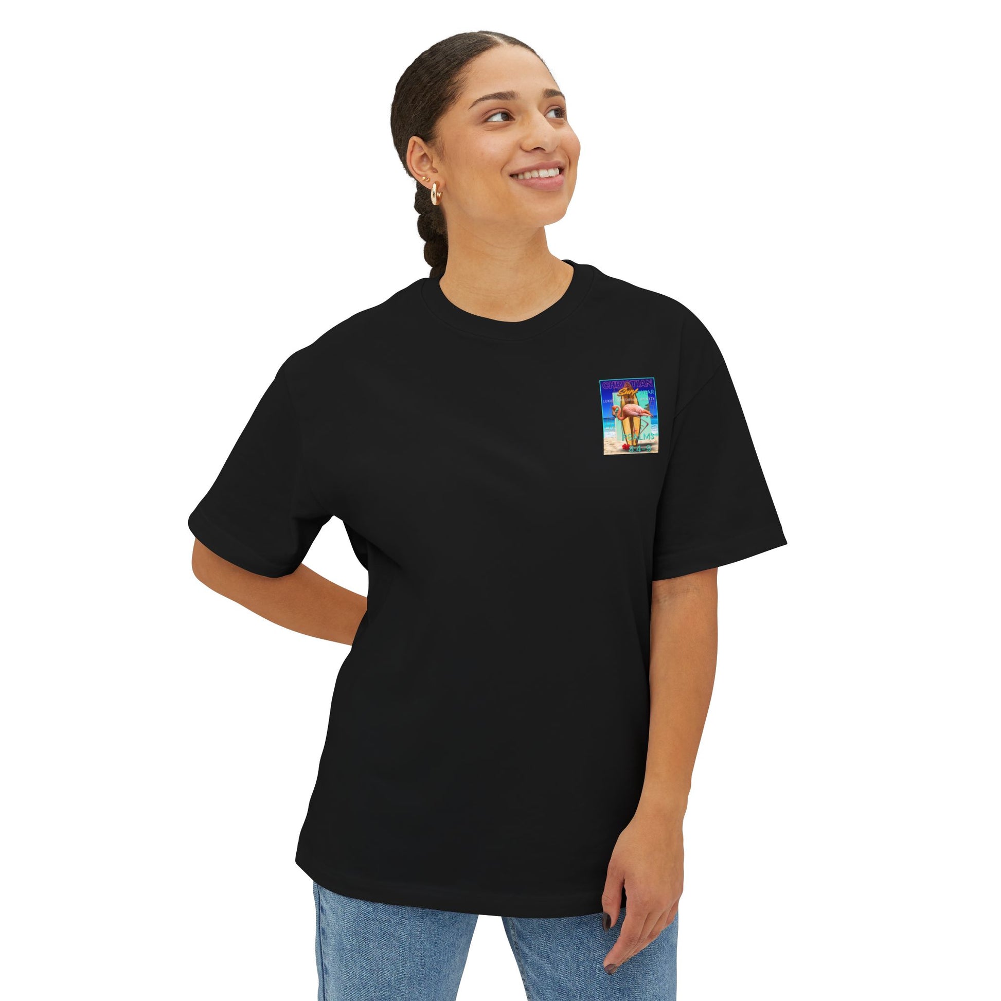 Christian Surf Wear Retro Vibrant-Inspired Unisex Oversized Boxy Tee, Beach Vibes, Faith Apparel, Summer Wear, Casual Christian Fashion