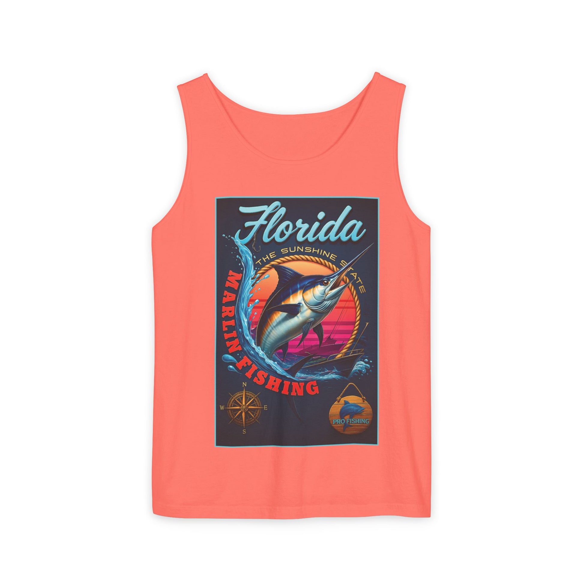 Surf wear  Vintage Florida Fishing Graphic Tank Top, Unisex Summer Top, Beachwear, Surfing Apparel, Vacation Outfit, Gift for Fishermen