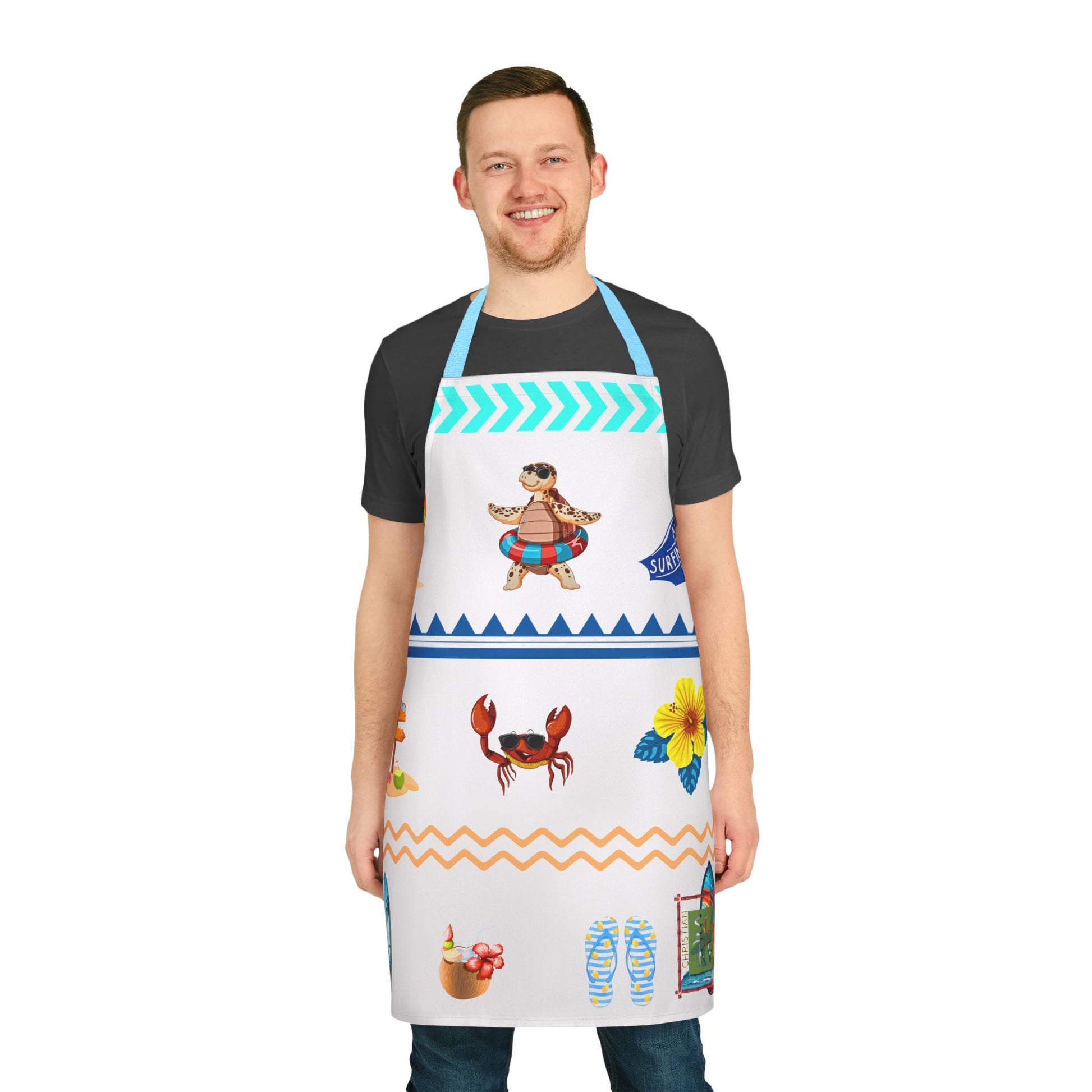 Christian Surf Wear Fun Colorful Beach-Themed Apron,Straps  come in different Colors get them all Fun Cooking Apron, Summer BBQ Gift, Unique Kitchen Accessory, Great for Grilling or Baking