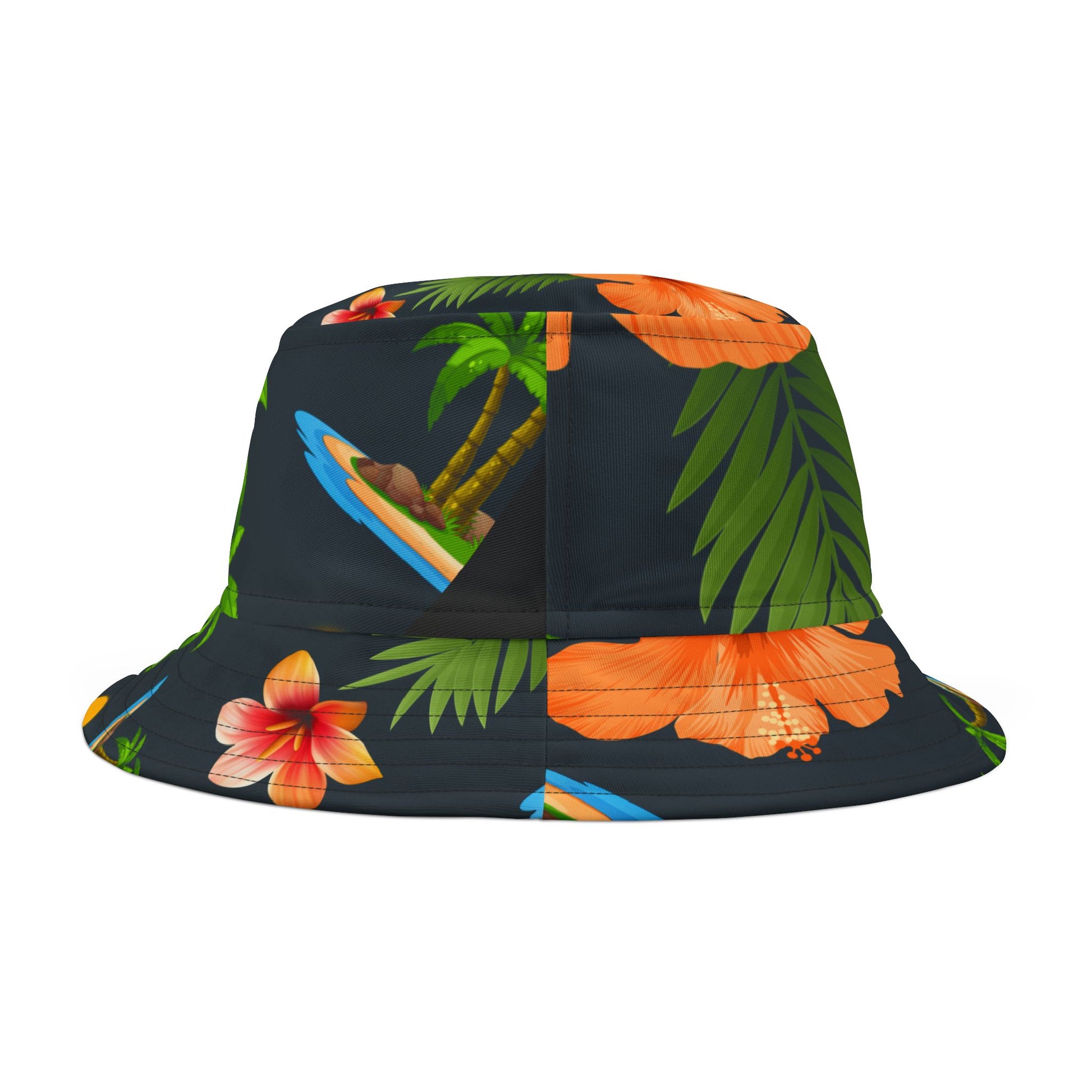 Anchor & Horizon Blue Tropical Nautical Bucket Hat – By Christian Surf Wear | Vibrant AOP Floral Vacation Hat, Beachwear & Travel Accessory