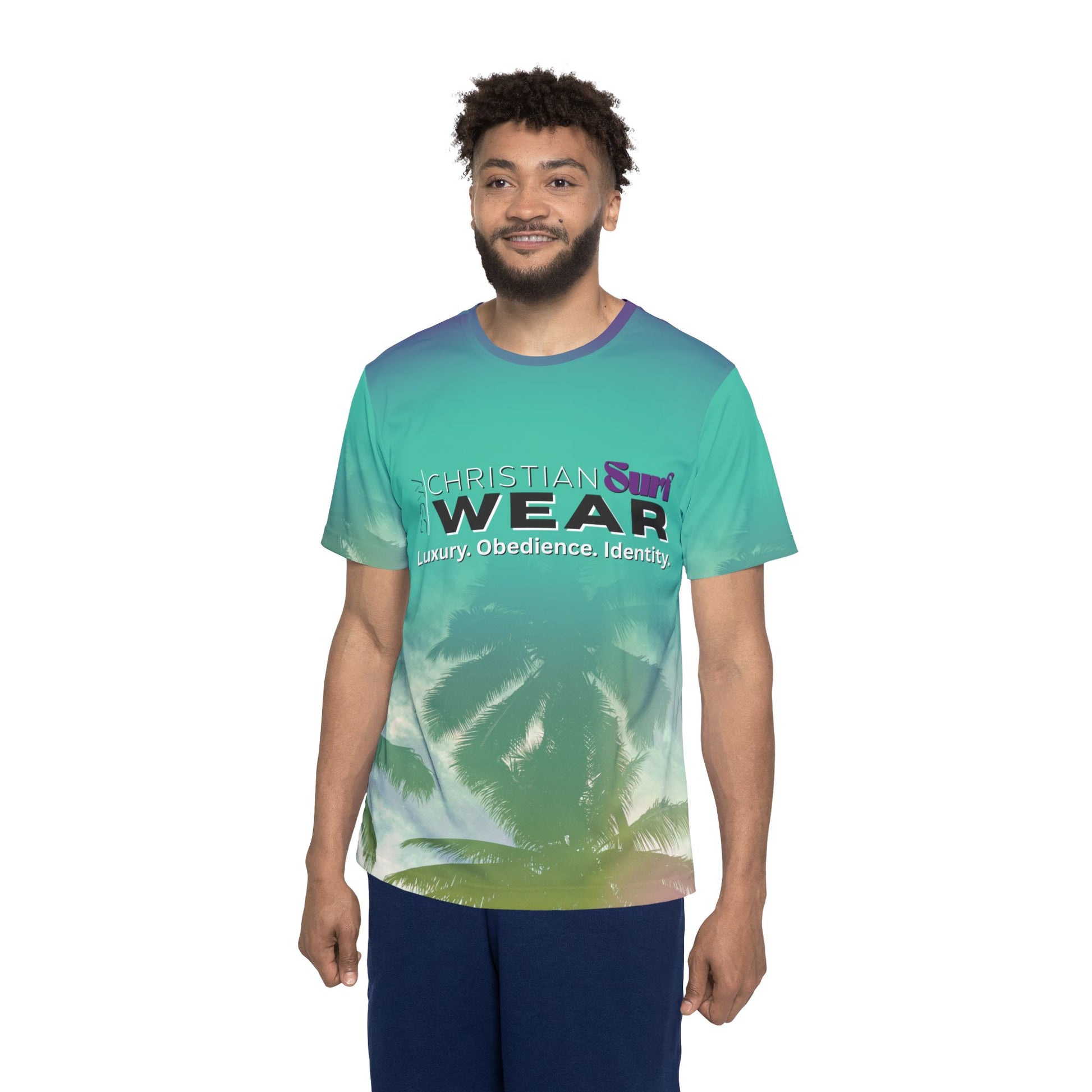 Christian Surf Wear Men's Retro AOP Sports Fishing Jersey - Tropical Vibe Tee, Beachwear, Casual Summer Top, Sports Fan Apparel, Vacation Must-Have
