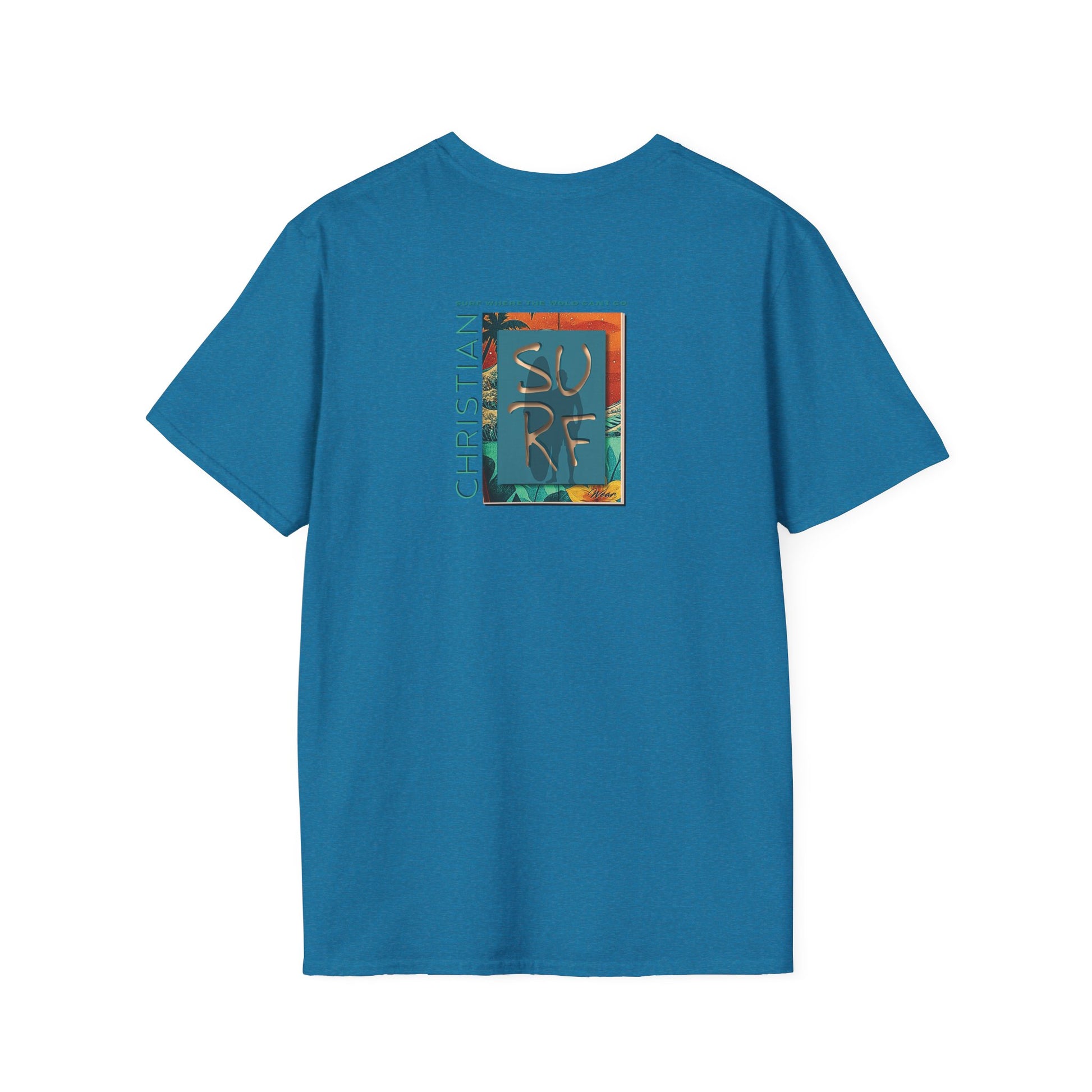 Surf Wear Typography Surf Where the World Can’t Go Graphic Surf’s Up Unisex Softstyle T-Shirt | Beach Vibes, Casual Wear, Gift for Surfers, Summer Style, Christian Apparel
