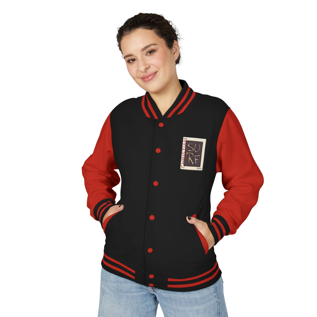 Christian Surf Wear Classic Unisex Heavyweight Letterman Jacket - Stylish Casual Wear for Youth, College, & Sporty Vibes, Great for Gifts, Sports Events, and Cool [...]