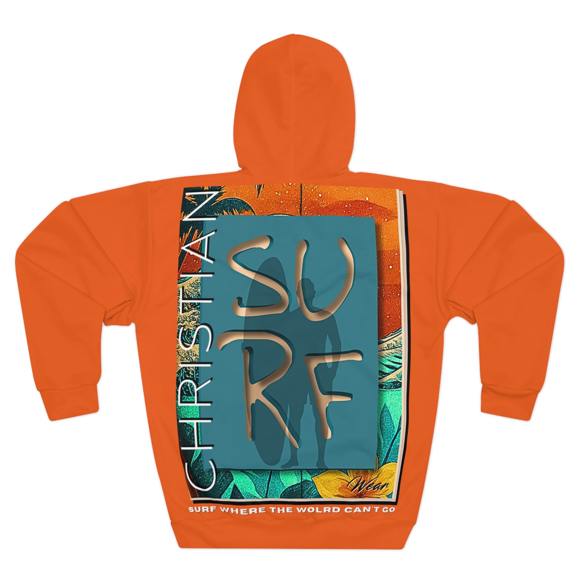 Radiant • Stupendous • Valiant — Fire Orange HERITAGE™ Mantle of Love Hoodie of Christian Surf Wear. Great for year round wear, great for gifting,