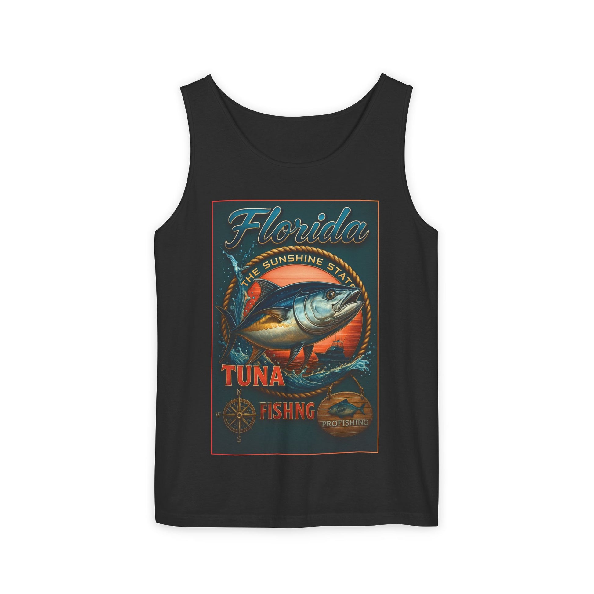 Vintage Florida Tuna Fishing Tank Top, Unisex Summer Beachwear, Surfing Gift for Fishermen, Surf Apparel, Vacation Outfit