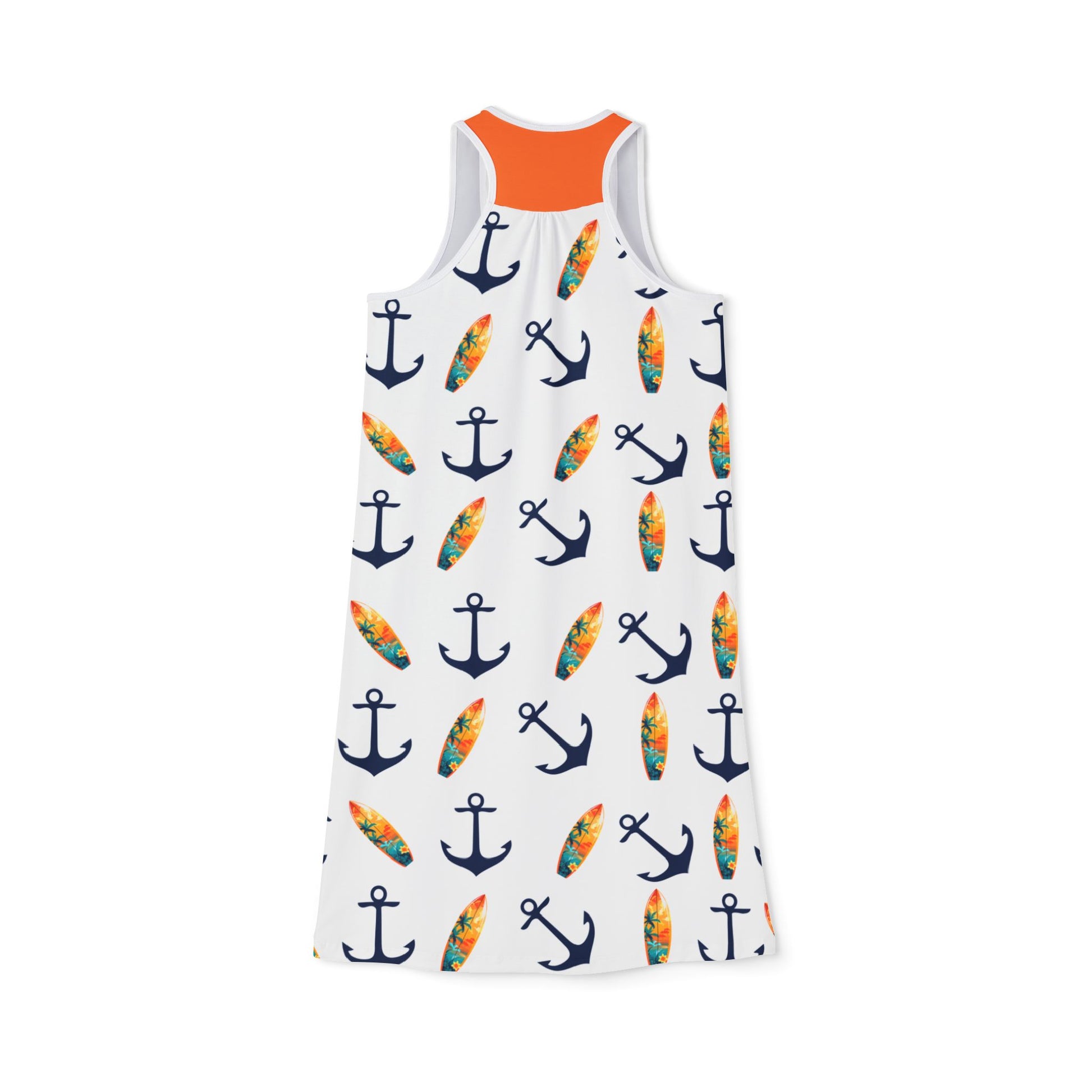 Nautical Women's Racerback Dress - Anchor Pattern, Summer Dress, Beach Wear, Vacation Outfit, Casual Sundress