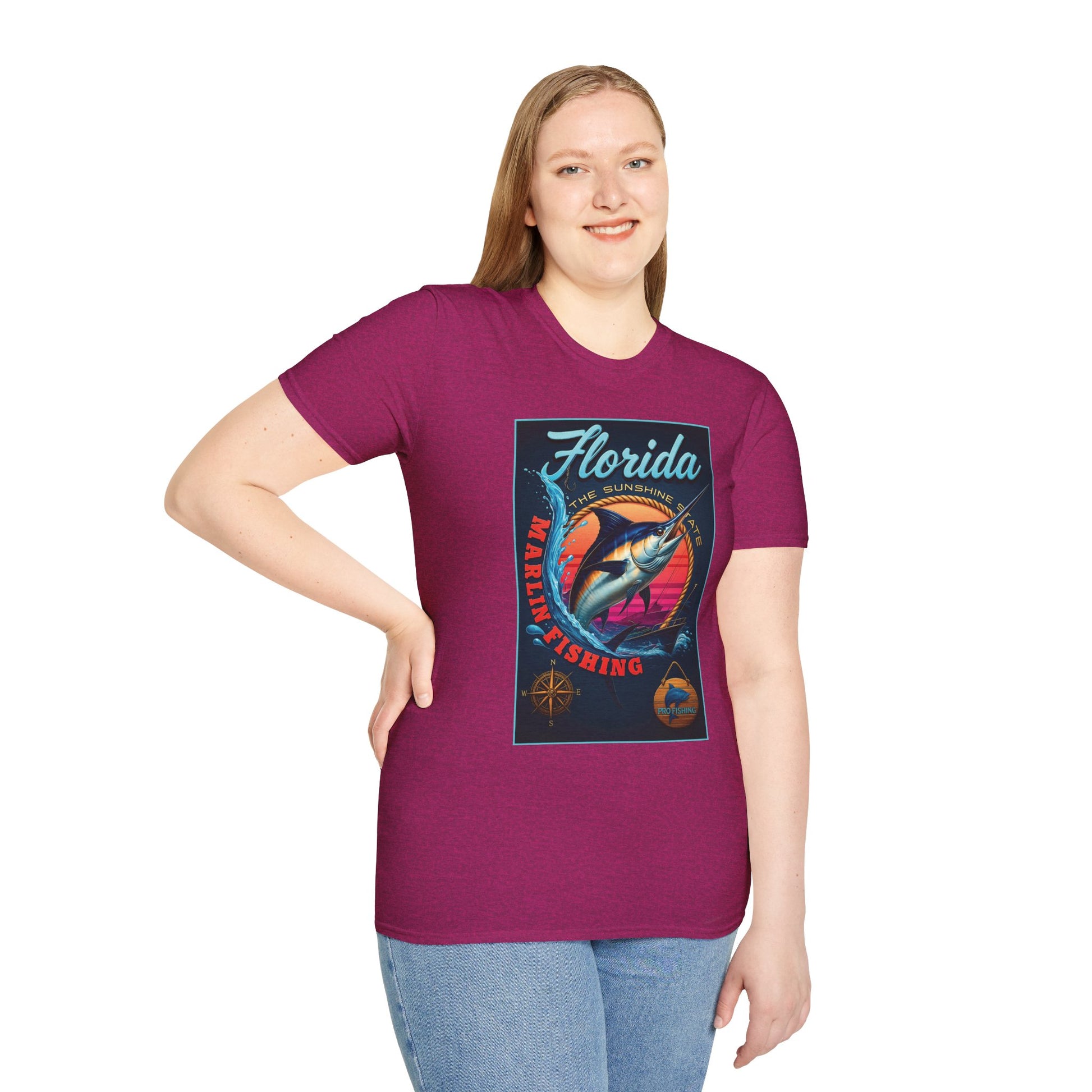Marlin Graphic Dominion Deep - Unisex Softstyle T-Shirt Florida Marlin Fishing Tee Surfwear | Christian Ocean Apparel, Bold Pursuit Prophetic Vision Divine