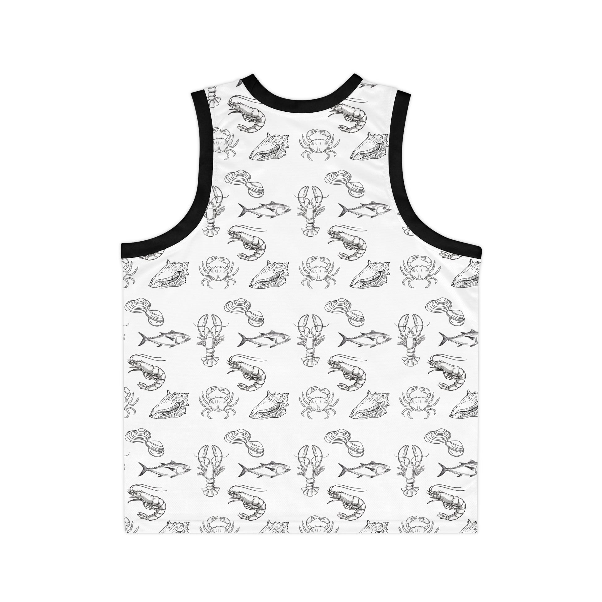 Christian Surf Wear Crab, Lobster, Clam, and Fish Graphic Unisex Nautical-Themed Basketball Jersey, Unique Sportswear, Beachwear, Gift for Athletes, Summer Style