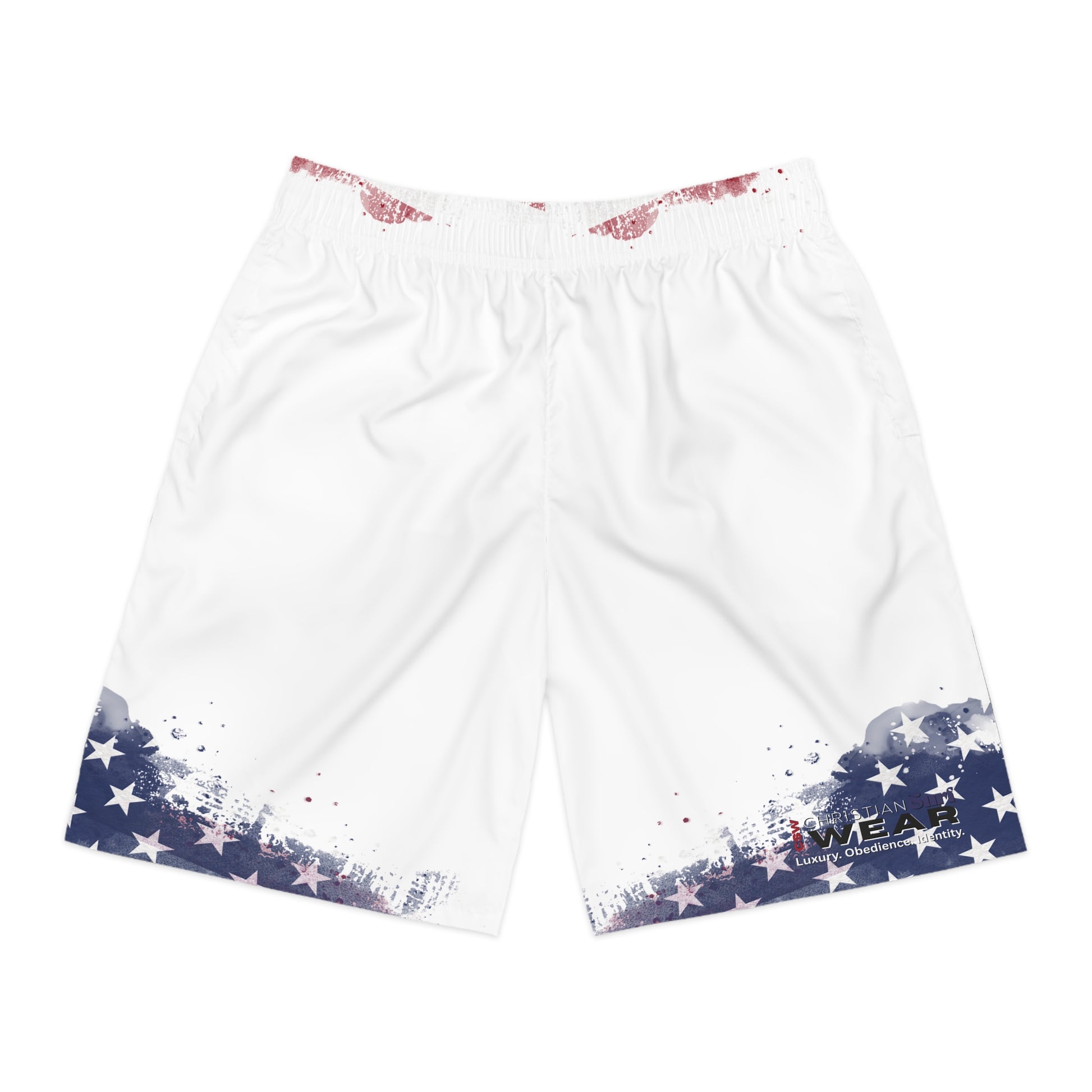 Christian Surf Wear Patriotic Men's Jogger Shorts, Summer Activewear, Casual Shorts for Men, USA Flag Shorts, Independence Day Outfit, Comfortable Sportswear