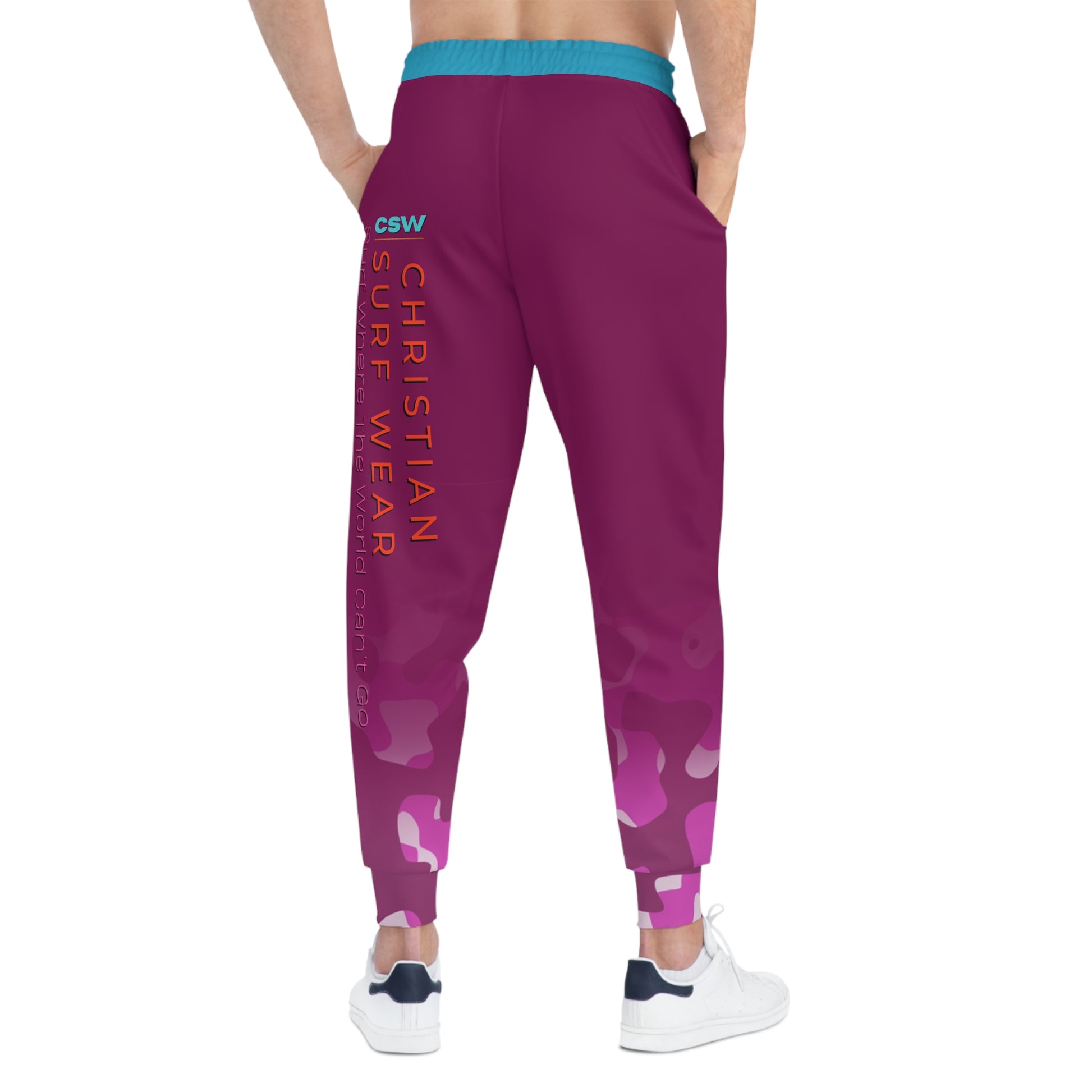 Christian Surf Wear Vintage Militant Vibrant Miami-Inspired Athletic Joggers, Trendy Activewear, Fitness Pants, Surf Style Bottoms, Casual Joggers, Comfortable Lounge Wear