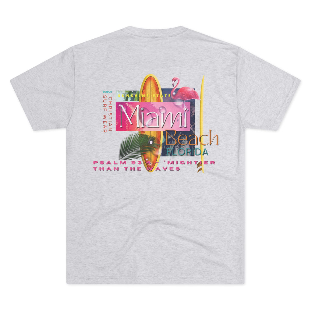 Miami Beach Christian Surf Wear Unisex Tee, Retro Beach Fashion, Summer Vibes, Gift for Surfers, Vacation Wardrobe, Casual Style
