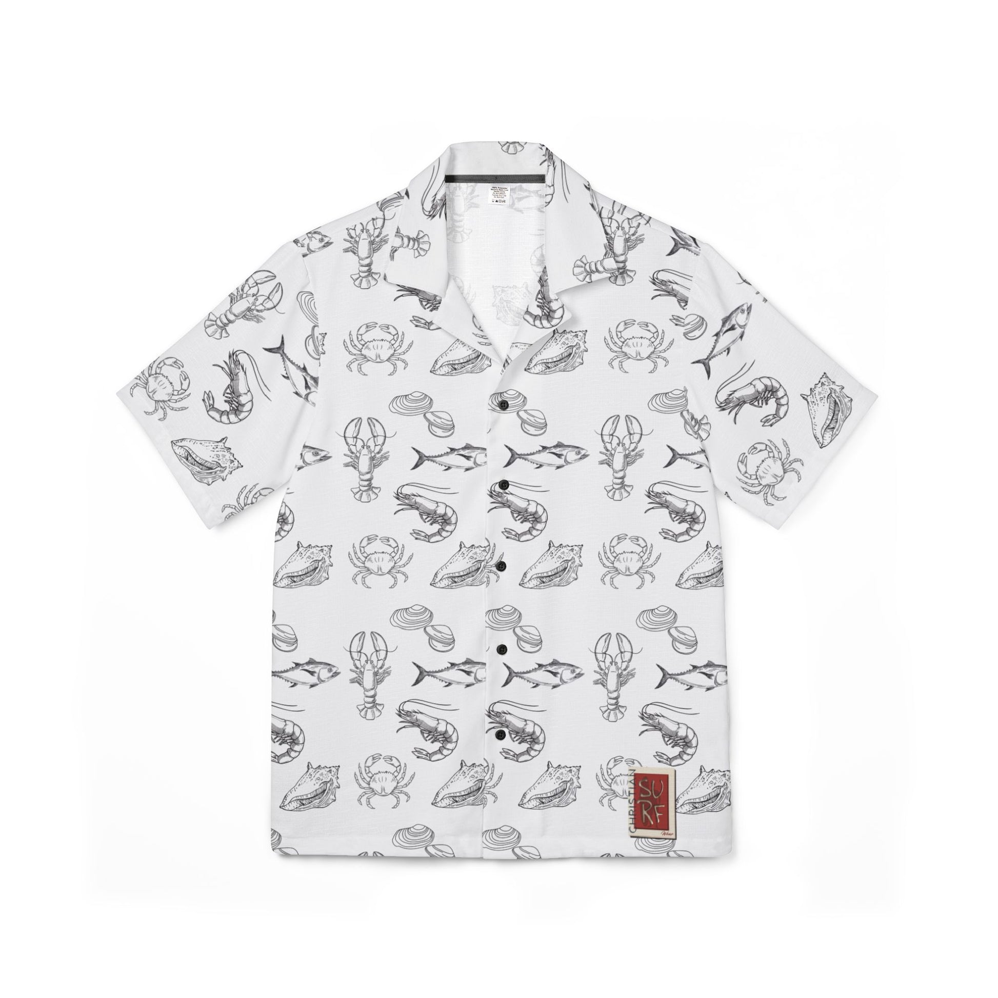 Men's Fishing Hawaiian Camp Shirt - Christian Surf Wear Deep Water Fishing Beach Vibes Vacation Nautical Print Summer Outfit