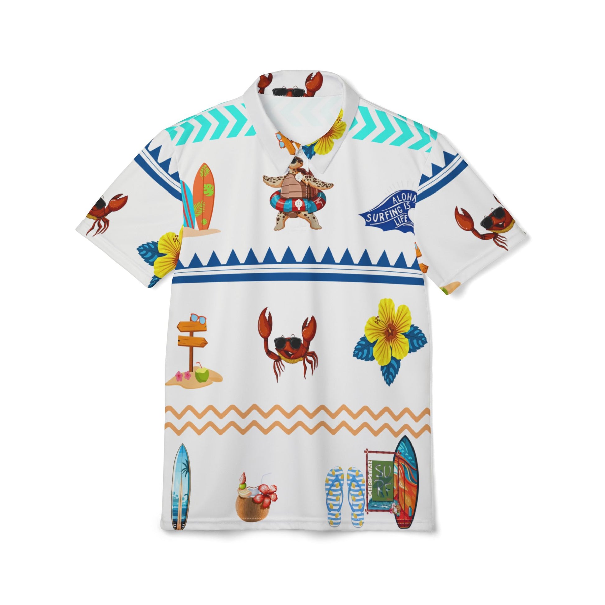 Christian Surf Wear Aloha BeachVibes  Surfing Polo Shirt