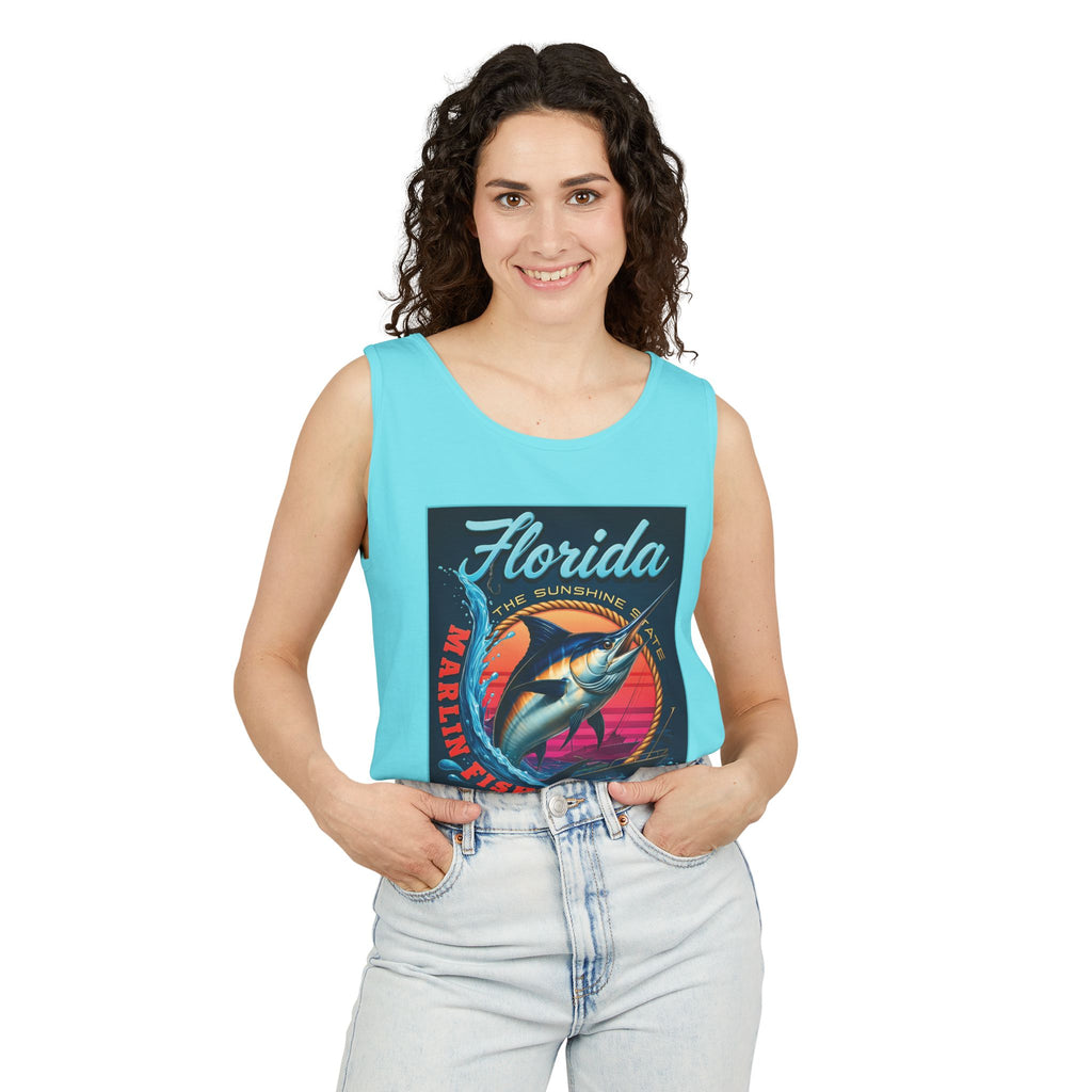 Surf wear  Vintage Florida Fishing Graphic Tank Top, Unisex Summer Top, Beachwear, Surfing Apparel, Vacation Outfit, Gift for Fishermen