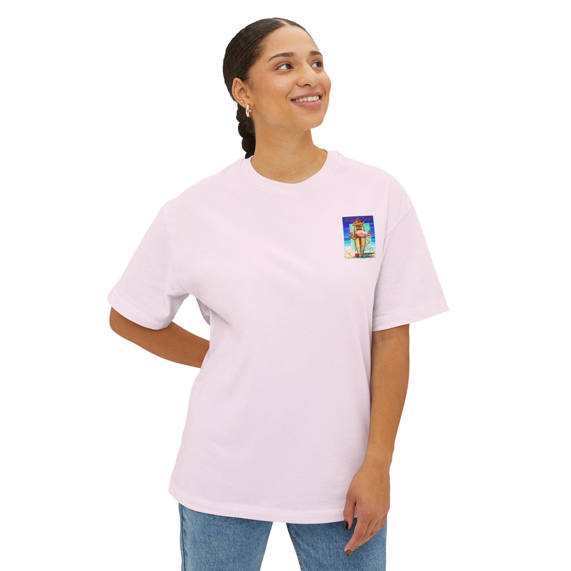 Christian Surf Wear Retro Vibrant-Inspired Unisex Oversized Boxy Tee, Beach Vibes, Faith Apparel, Summer Wear, Casual Christian Fashion