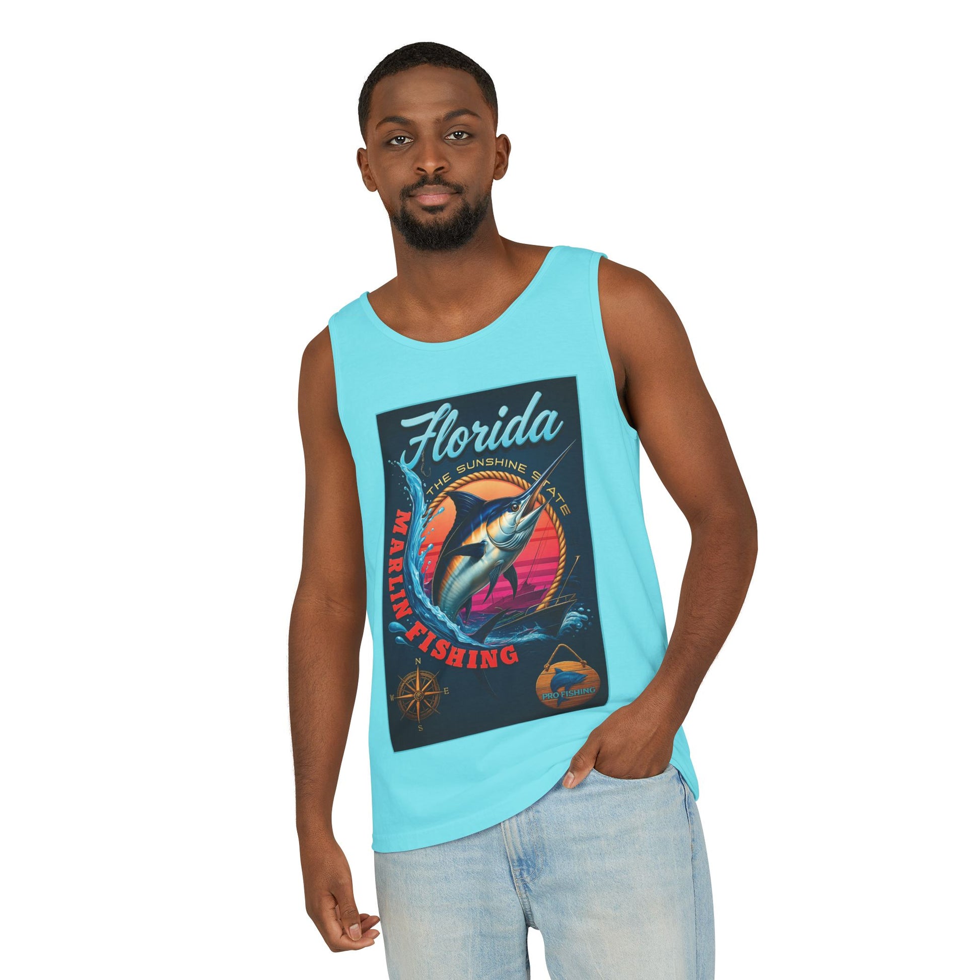 Surf wear  Vintage Florida Fishing Graphic Tank Top, Unisex Summer Top, Beachwear, Surfing Apparel, Vacation Outfit, Gift for Fishermen