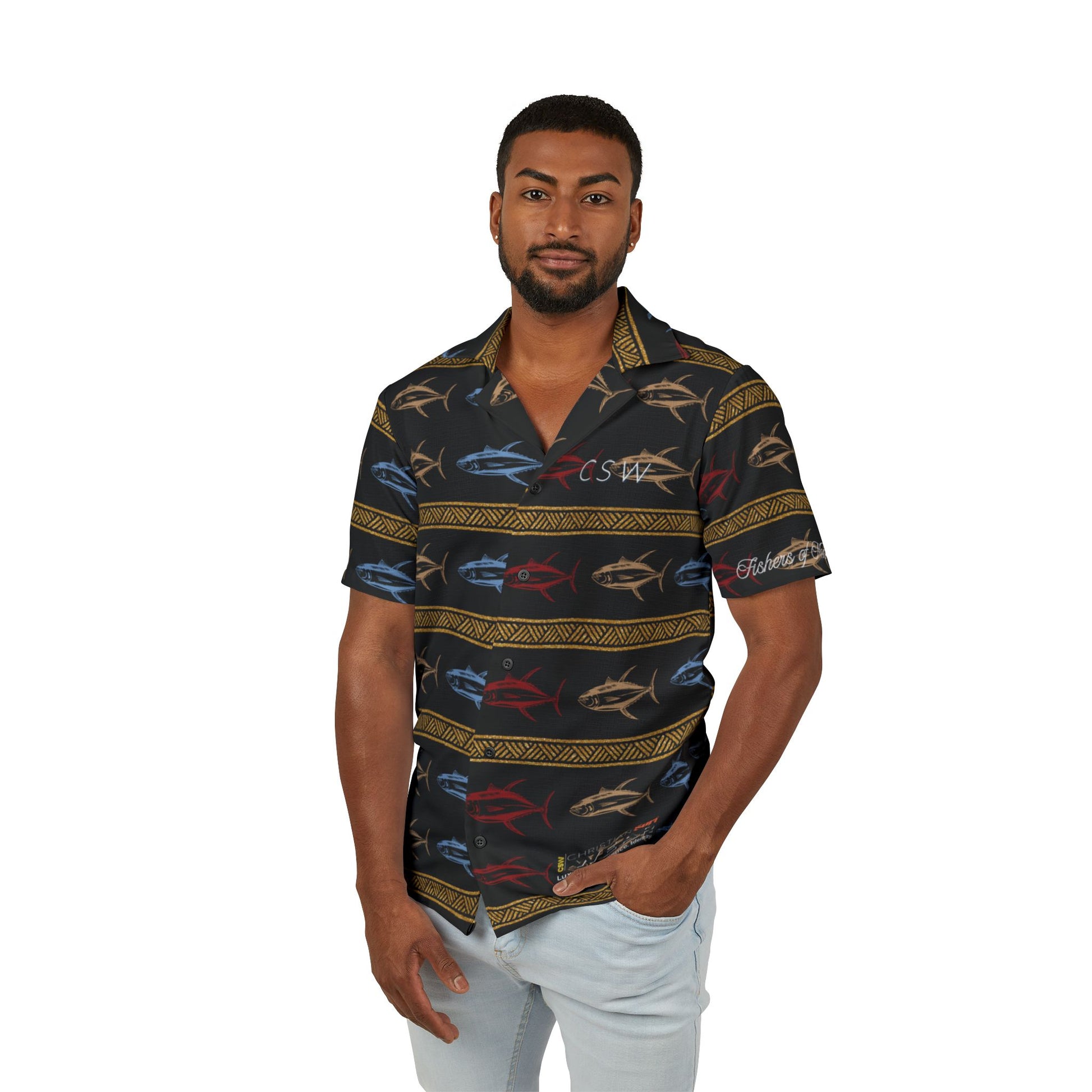 Christian Surf Wear Fishing Hawaiian Camp Shirt