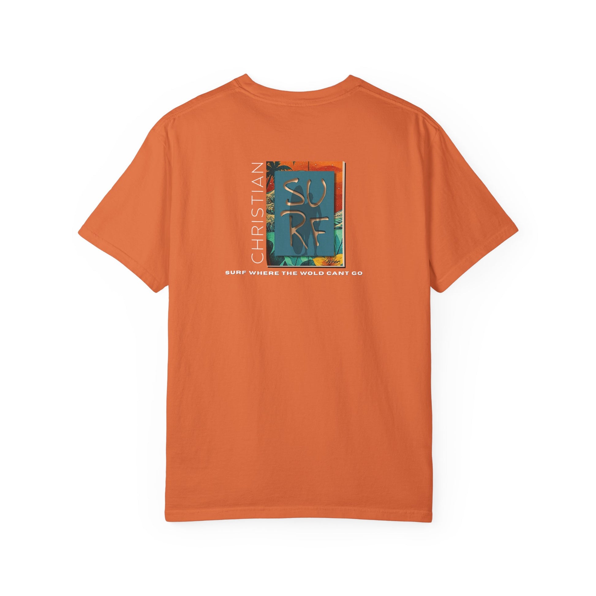 Street Wear Vintage Surf Board Graphic Art Work Unisex T-Shirt - Christian Surf Wear 'Move By Faith' Collection