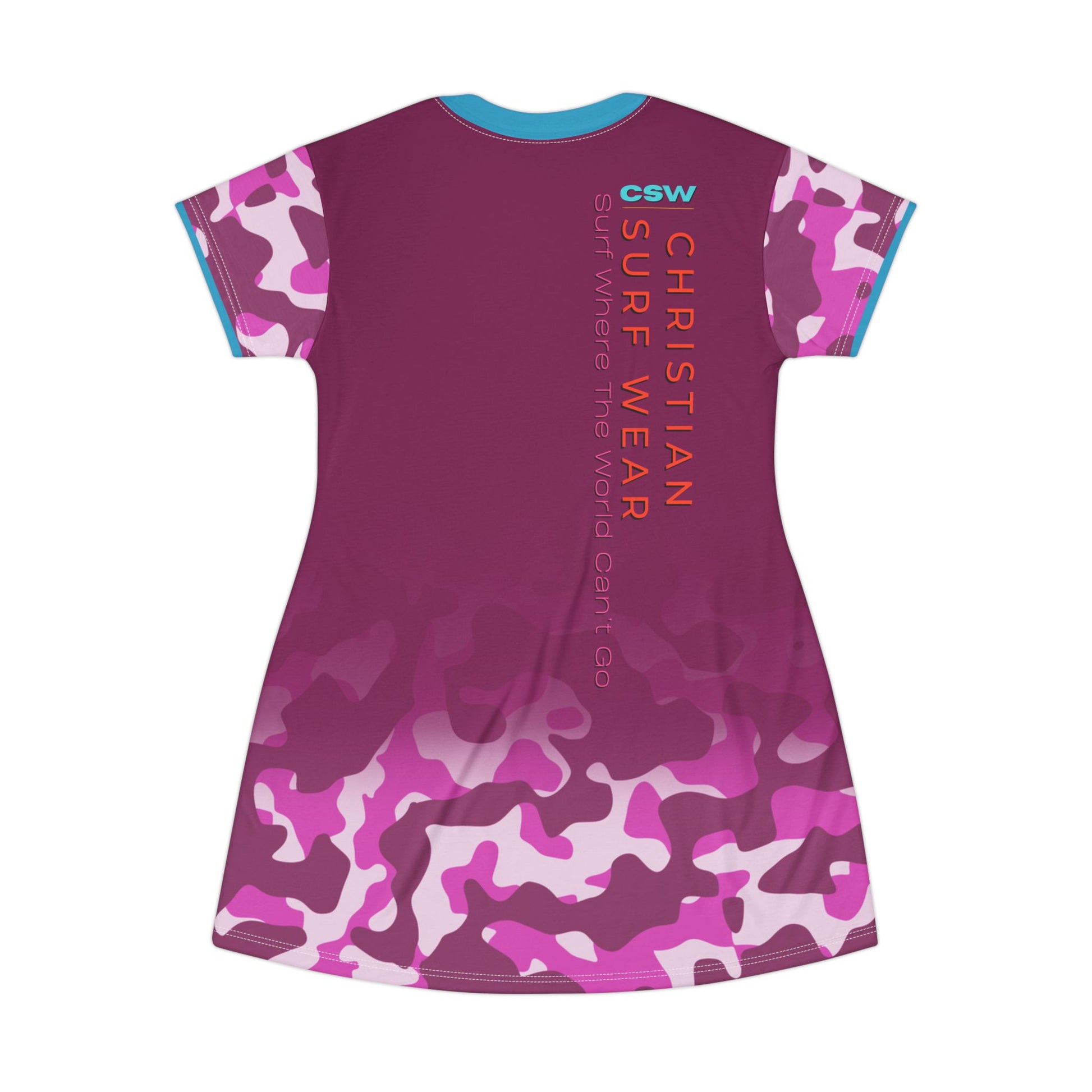 Christian Surf Wear Vibrant Vintage Militant Miami Beach T-Shirt Dress, Summer Dress, Casual Beachwear, Vacation Outfit, Laid-Back Style, Surf Wear