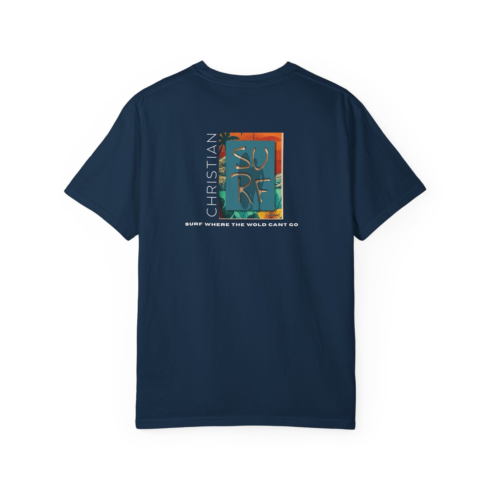 Street Wear Vintage Surf Board Graphic Art Work Unisex T-Shirt - Christian Surf Wear 'Move By Faith' Collection