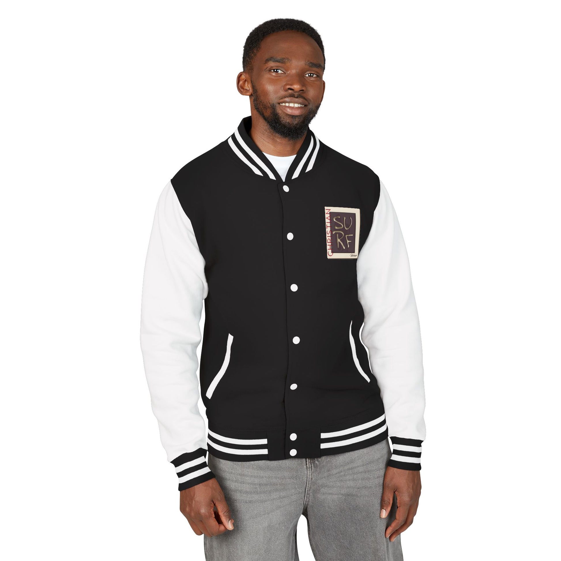 Christian Surf Wear Classic Unisex Heavyweight Letterman Jacket - Stylish Casual Wear for Youth, College, & Sporty Vibes, Great for Gifts, Sports Events, and Cool [...]