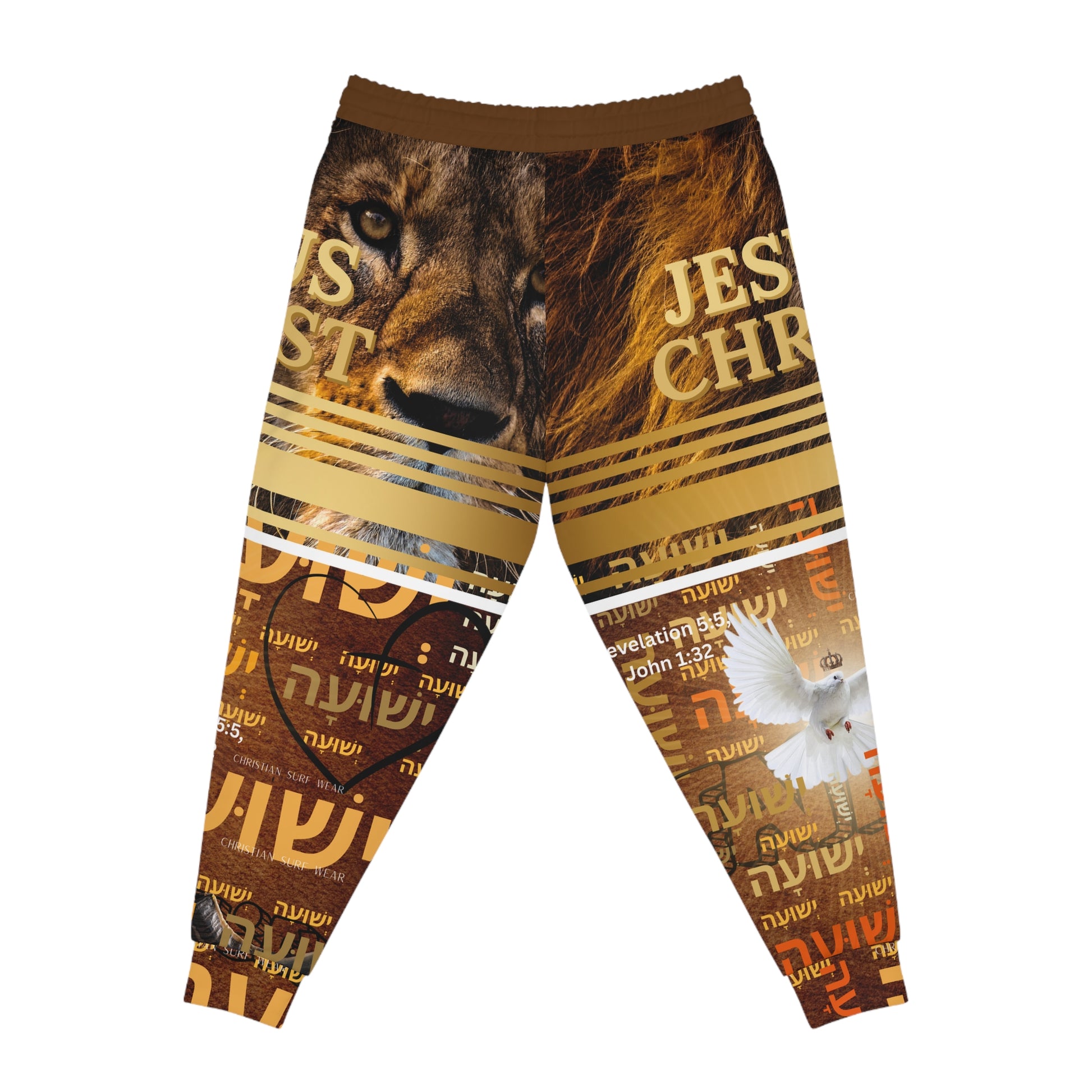 Christian Lion Joggers — "Jesus Christ" Dove & Scripture Athletic Pants