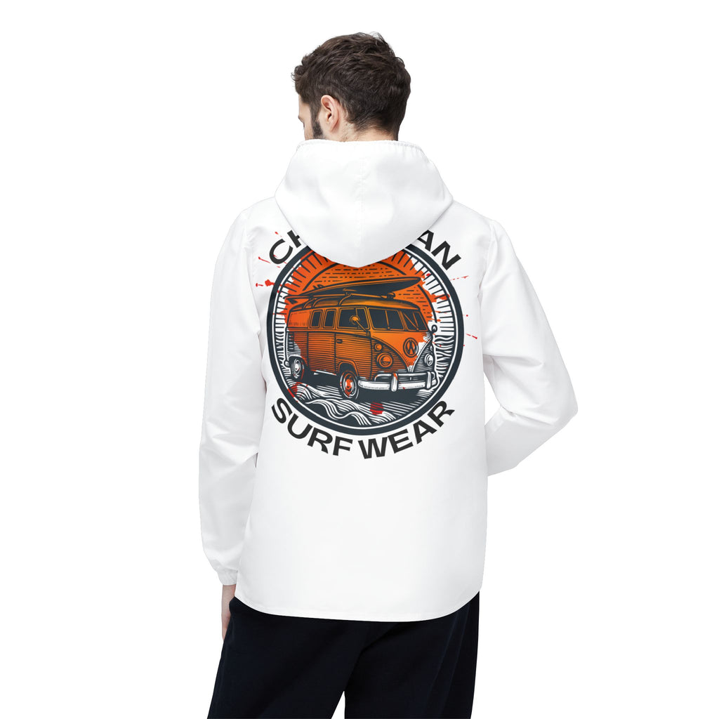 Vintage Surfing Graphic Design Windbreaker Jacket by Christian Surf Wear