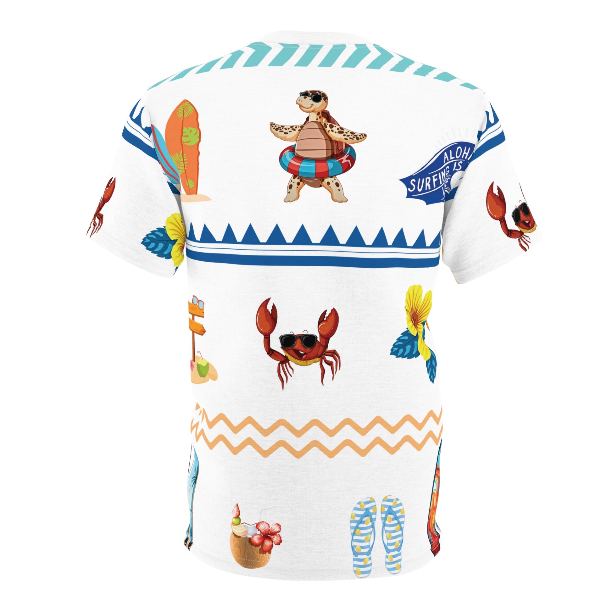 Christian Surf Wear Aloha Surfboard Vibrant Beach Vibe Day Wear Tee - Unisex Tropical Beach T-Shirt