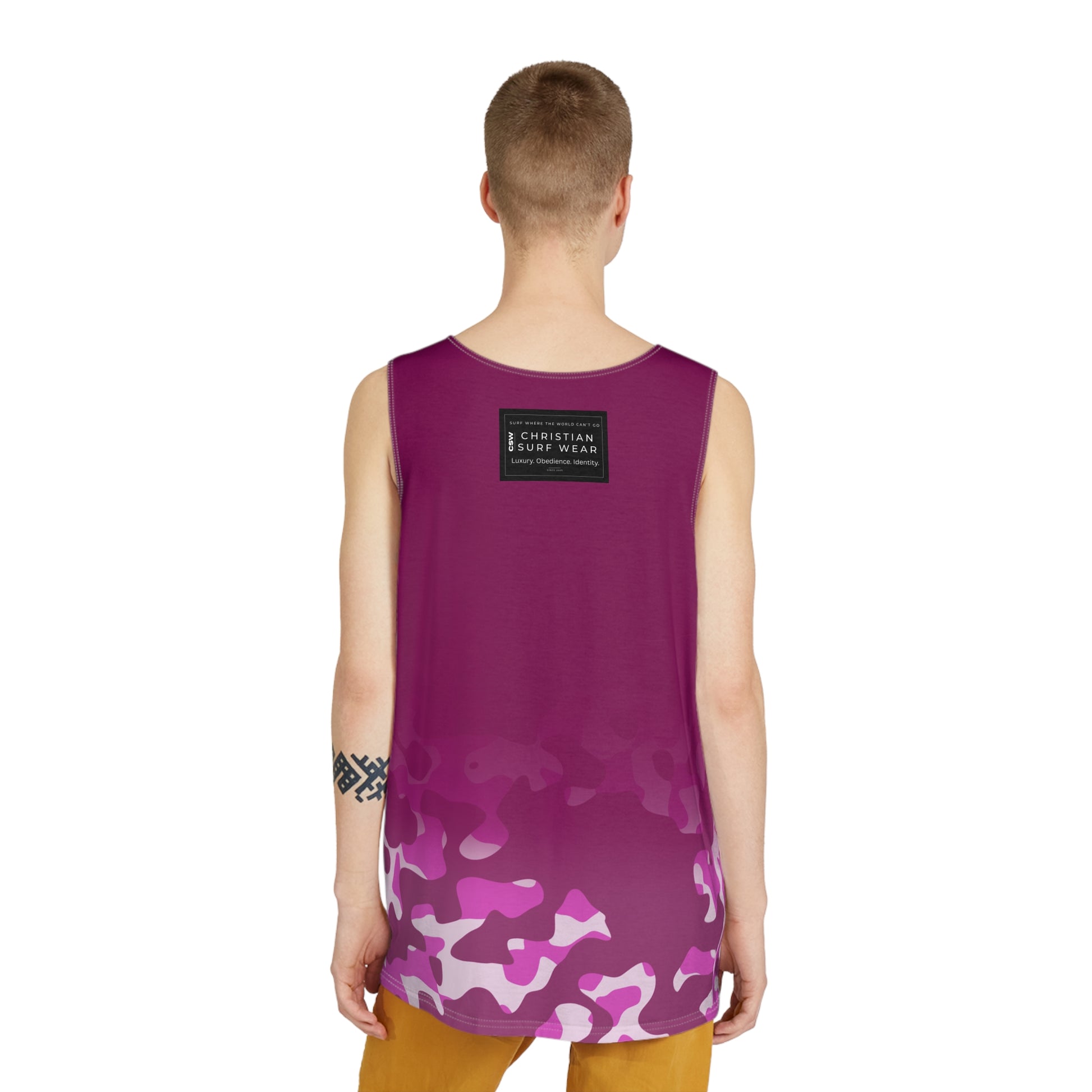 Christian Surf Wear Vintage Militant Vibrant Miami Beach theme Men's Tropical Miami Beach Tank, Summer Casual Wear, Vacation Essential, Beach Day Top, Party Outfit, Outdoor Activities