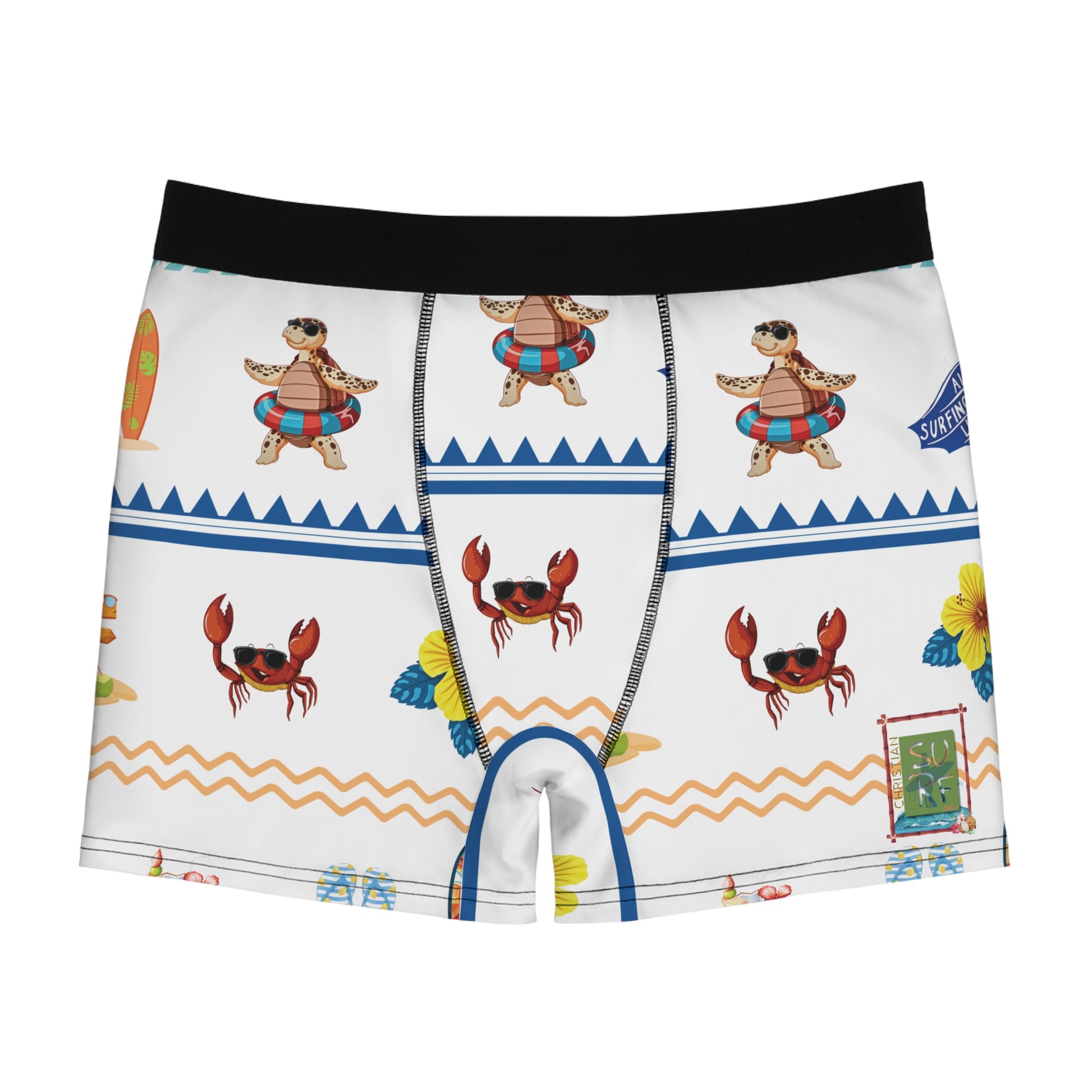 Christian Surf Wear Fun Beach Vibes Men's Tropical Boxer Briefs - Fun Summer Swimwear, Beach Vibes, Gift for Him, Beach Party Essentials, Vacation Ready