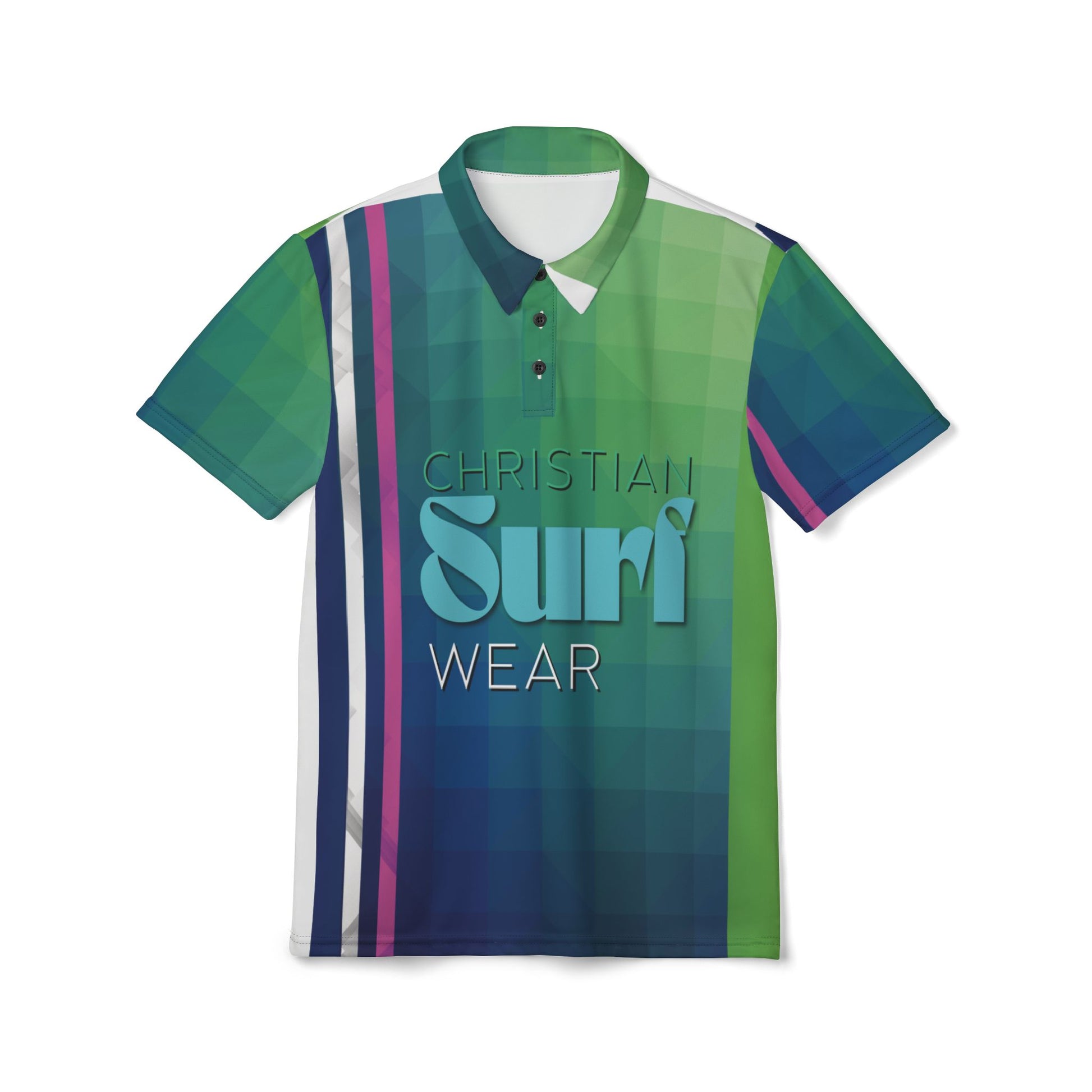 Christian Surf Wear Vibrant Unisex Polo Shirt, Stylish Casual Wear, Comfortable Summer Shirt, Perfect for Weekend Outings, Gifts for Him/Her
