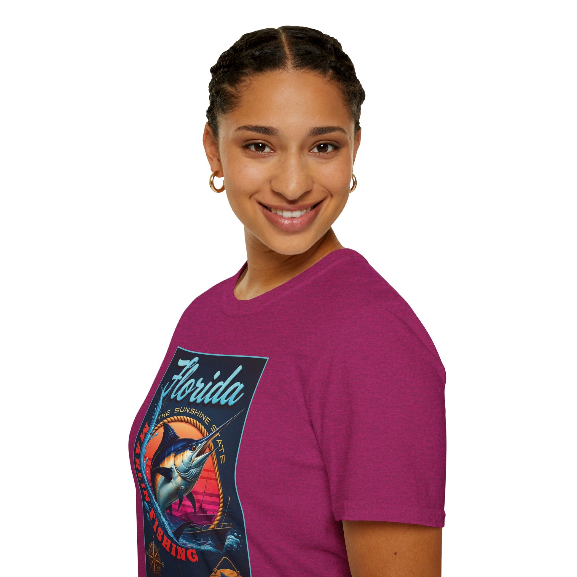 Marlin Graphic Dominion Deep - Unisex Softstyle T-Shirt Florida Marlin Fishing Tee Surfwear | Christian Ocean Apparel, Bold Pursuit Prophetic Vision Divine