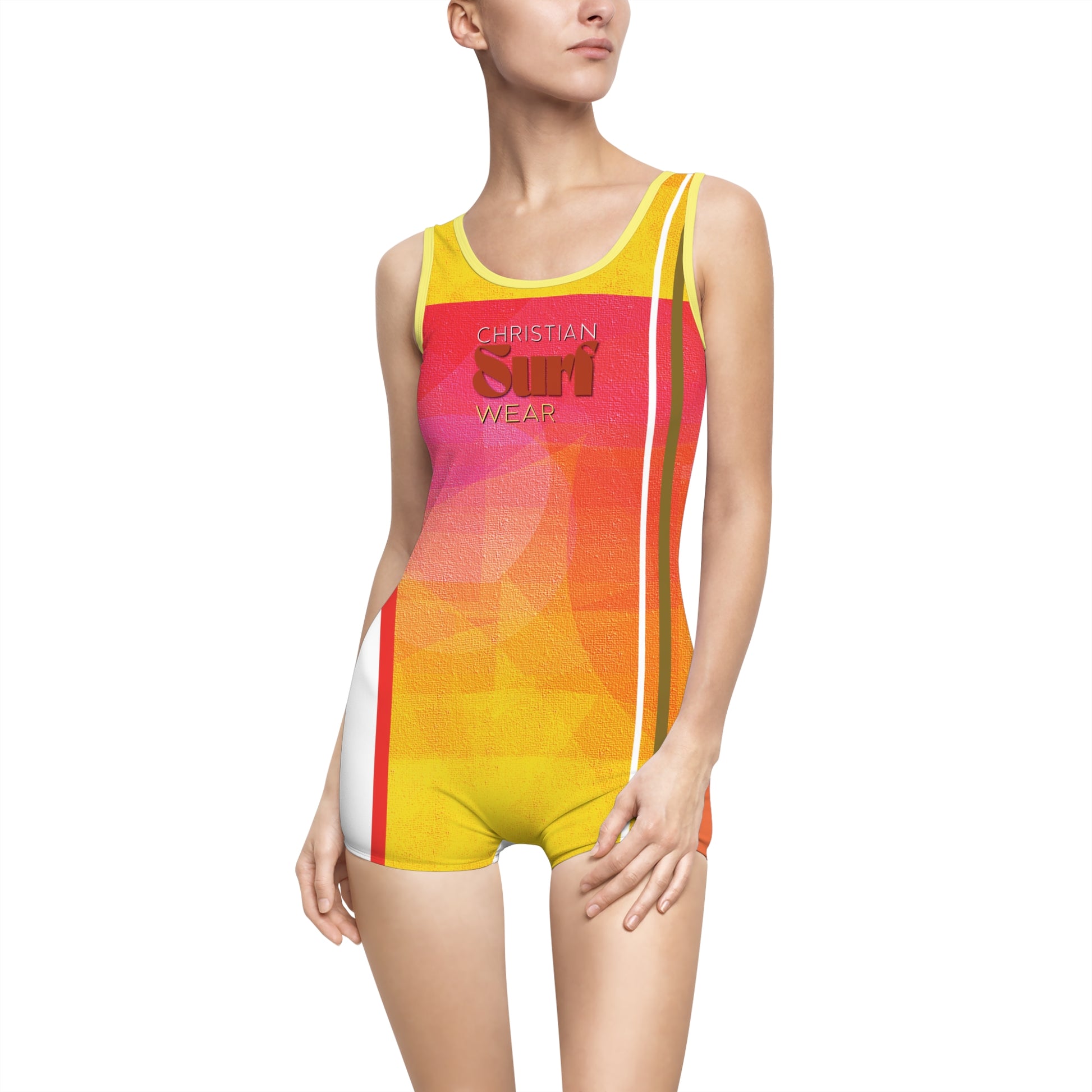 Surf Wear Summer Sun Set Vintage Christian Women's Vintage Swimsuit - Retro-Style Swimwear for Beach, Pool, Summer Vacation, Surf Events, and Retro Celebrations