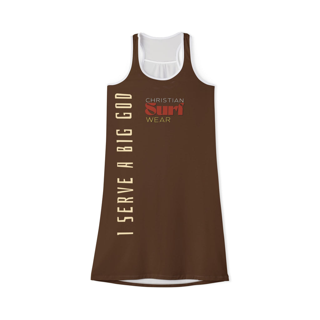 Surf Wear Typography Racerback Dress I Serve a Big God collection