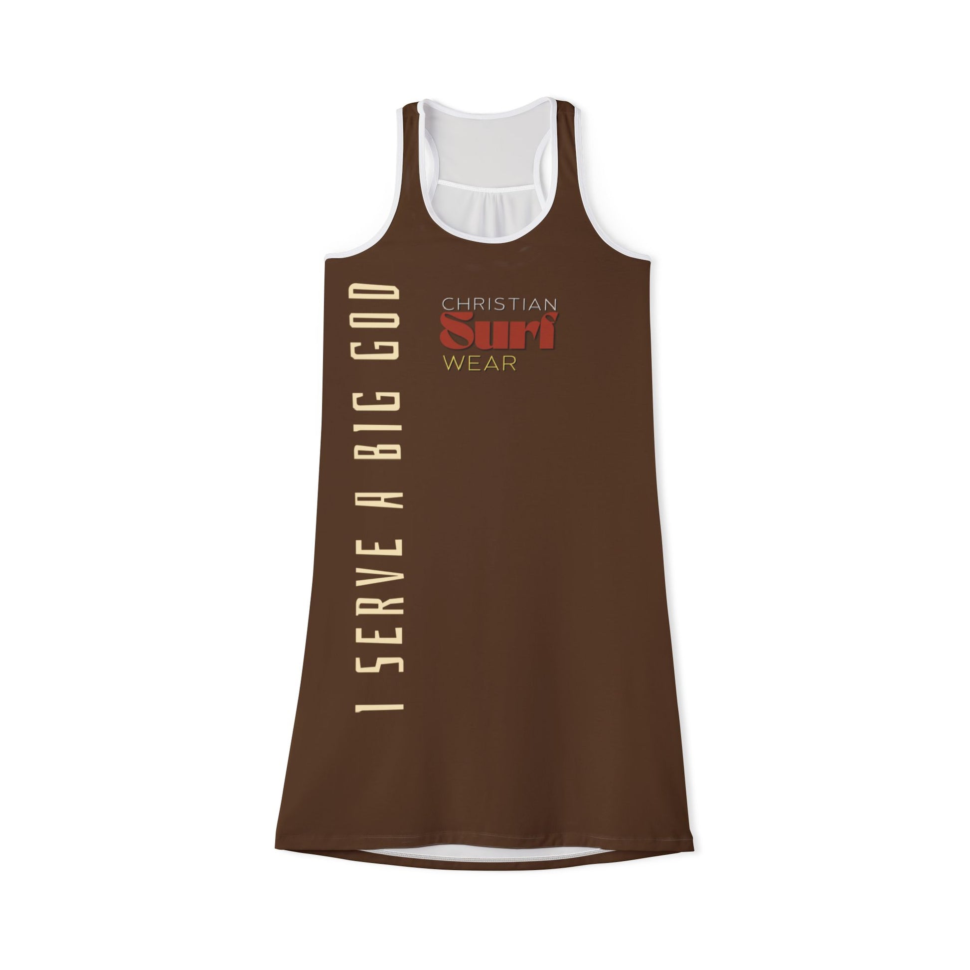 Surf Wear Typography Racerback Dress I Serve a Big God collection